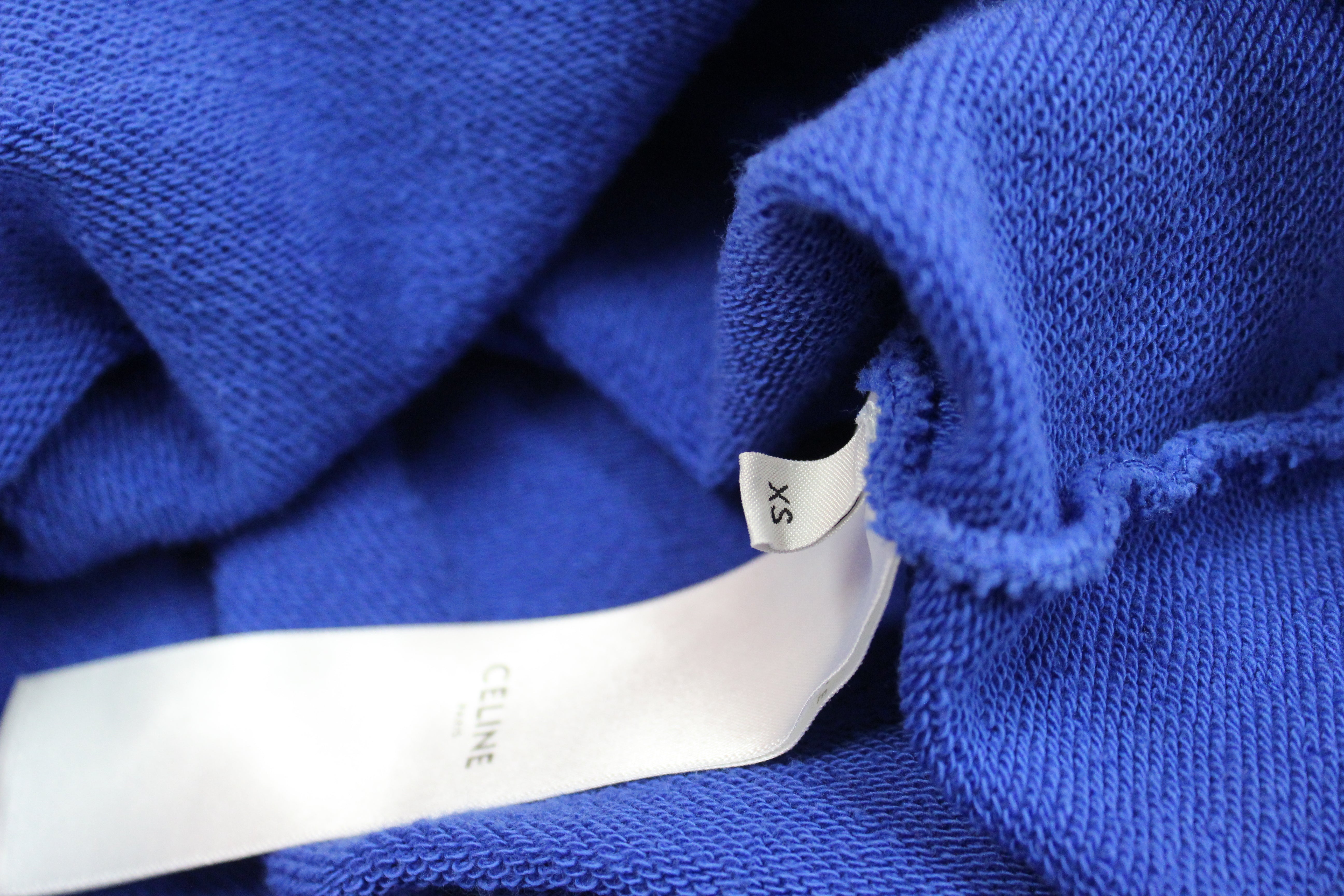 Authentic Celine Blue Cotton Logo Hoodie Sweater Size XS