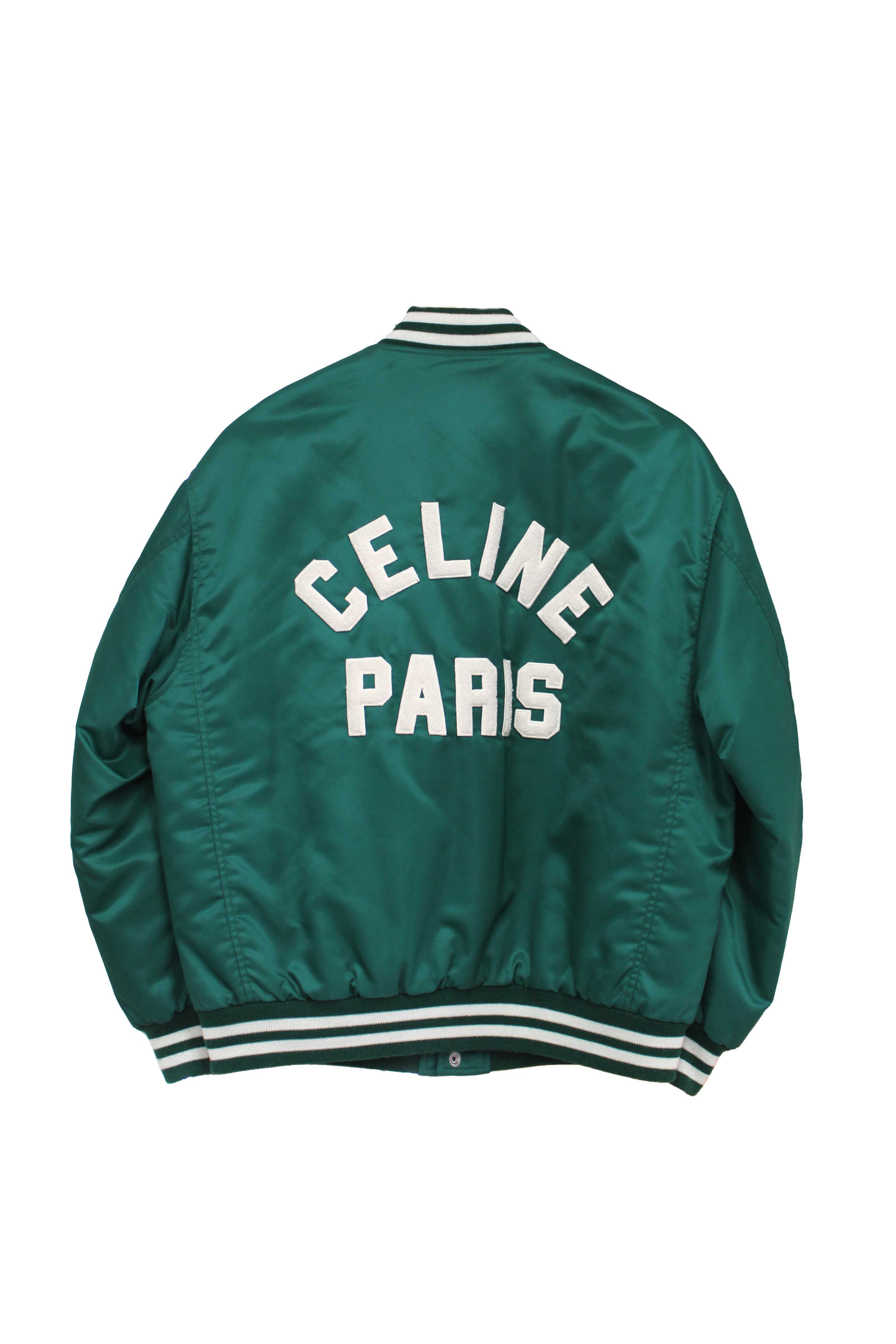 Authentic Celine Green Nylon Varsity Jacket Size 34