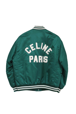 Authentic Celine Green Nylon Varsity Jacket Size 34
