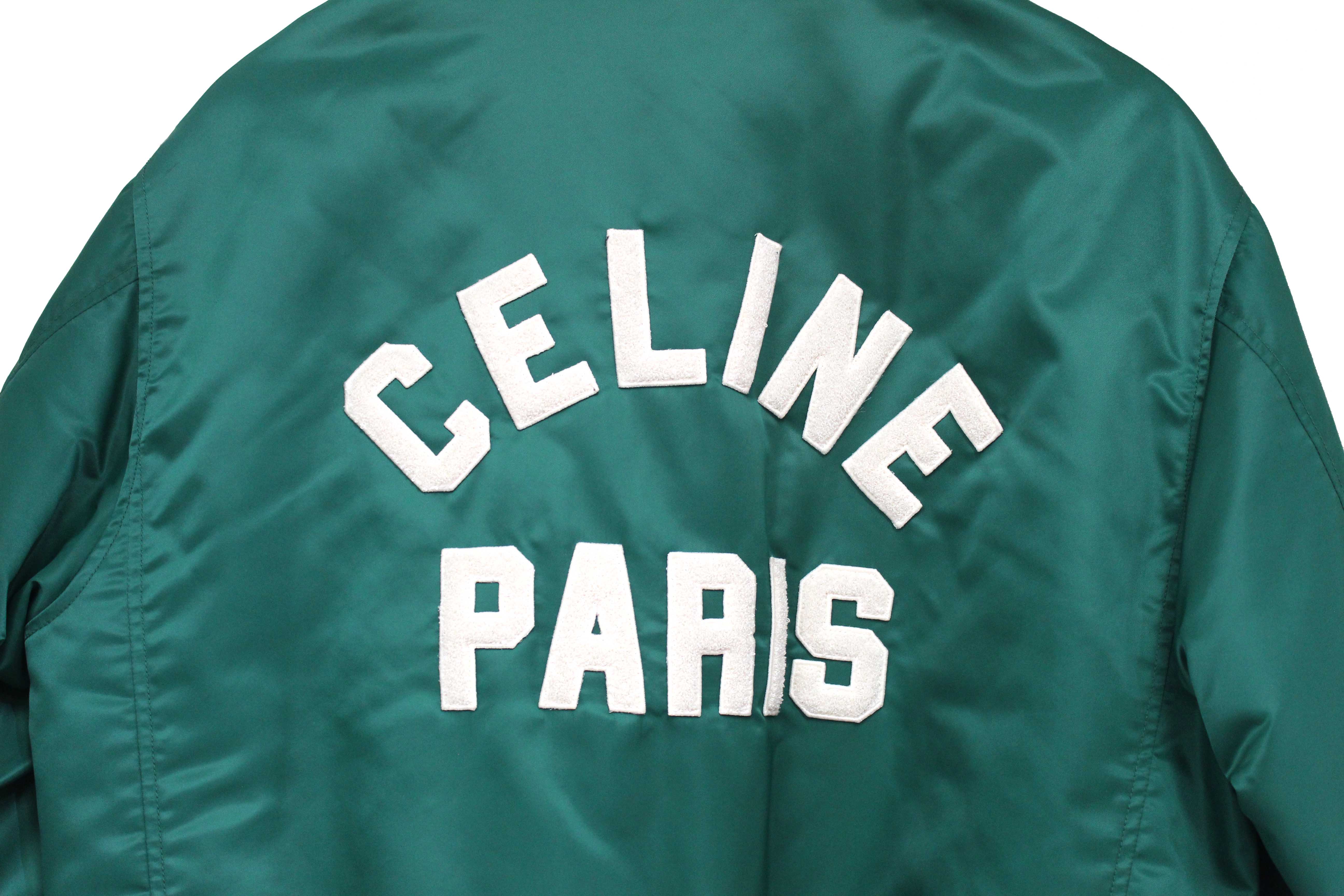 Authentic Celine Green Nylon Varsity Jacket Size 34