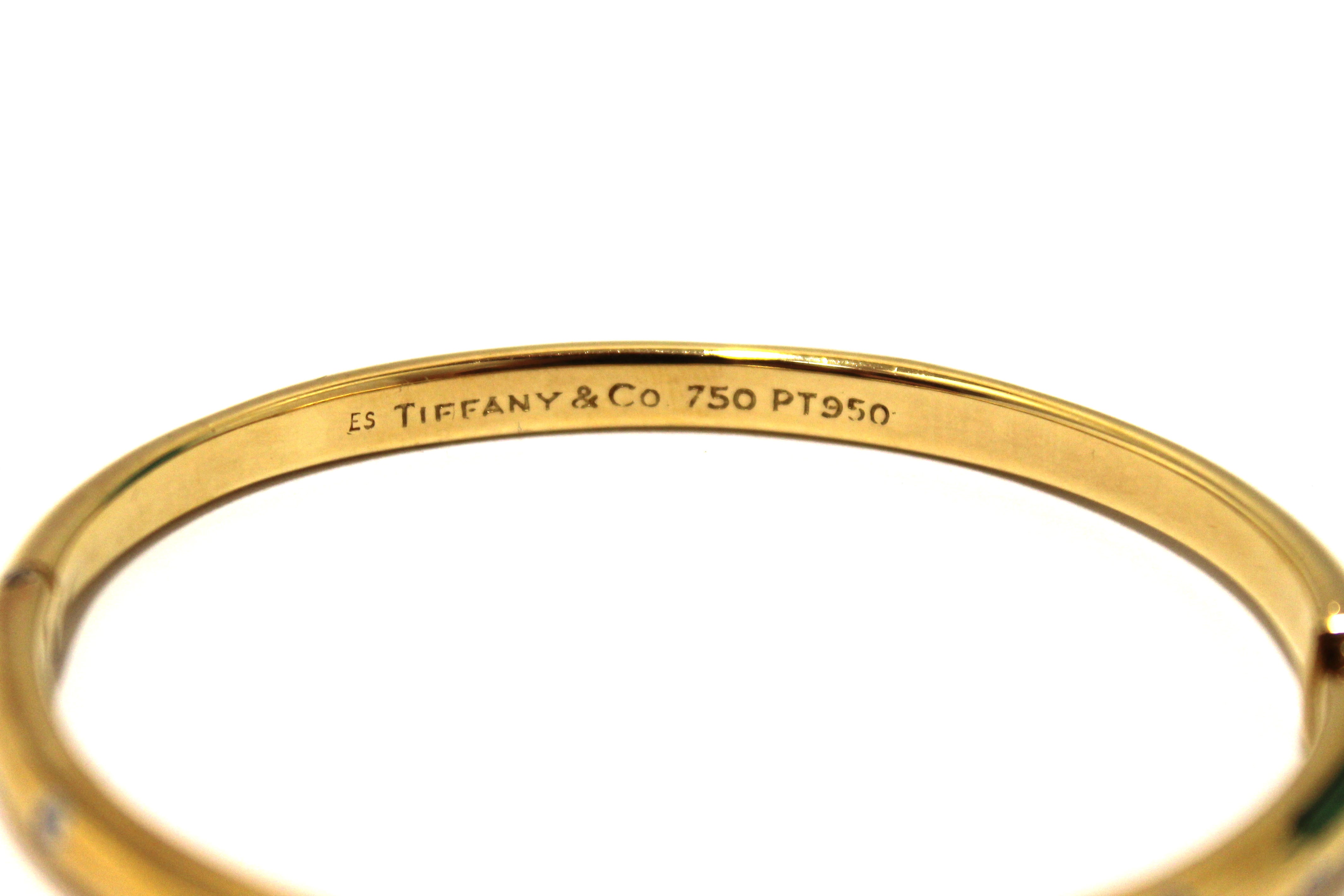 Authentic Tiffany & Co. Vintage 18k Gold Platinum Etoile Diamond Bangle Bracelet