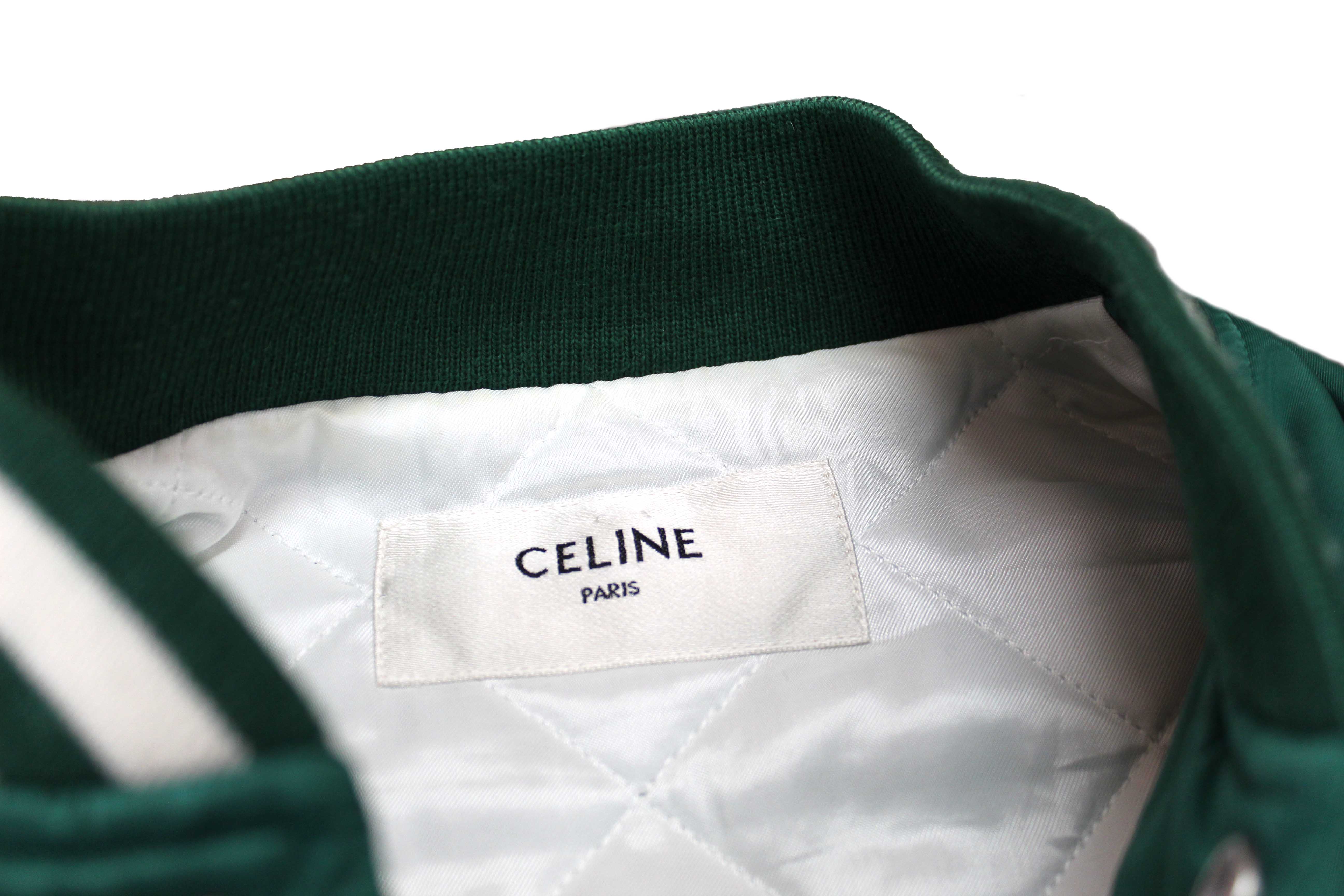 Authentic Celine Green Nylon Varsity Jacket Size 34