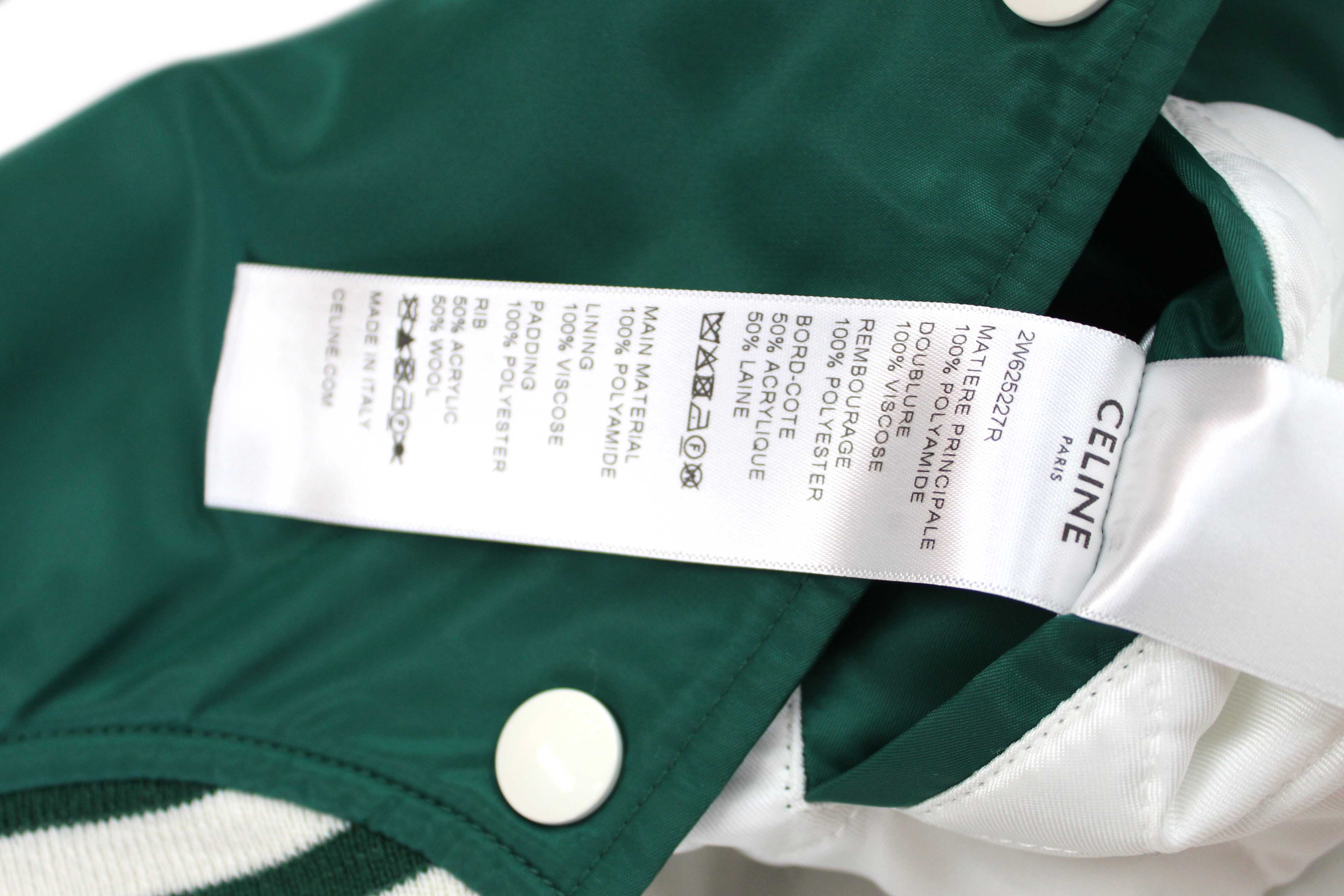 Authentic Celine Green Nylon Varsity Jacket Size 34