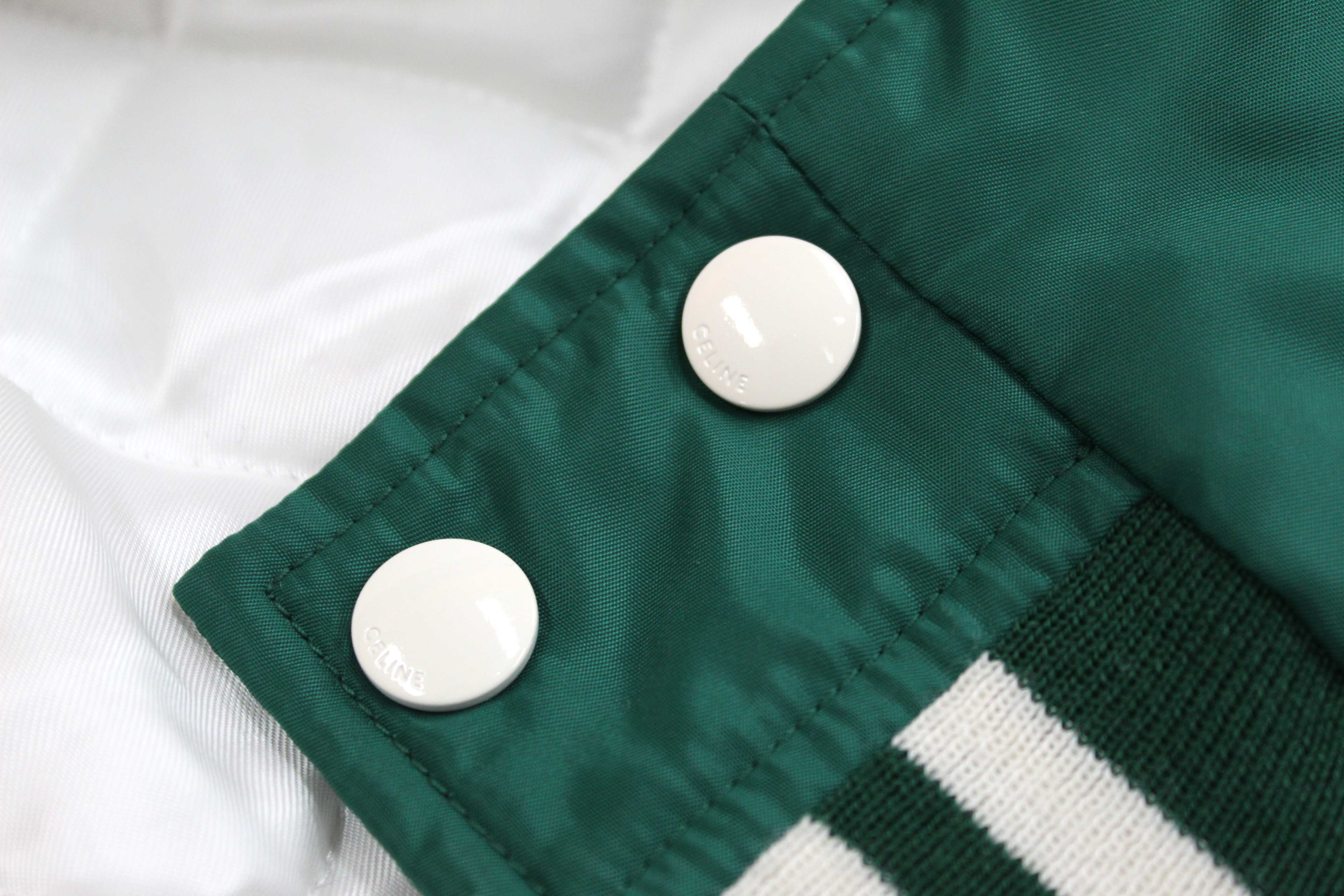 Authentic Celine Green Nylon Varsity Jacket Size 34