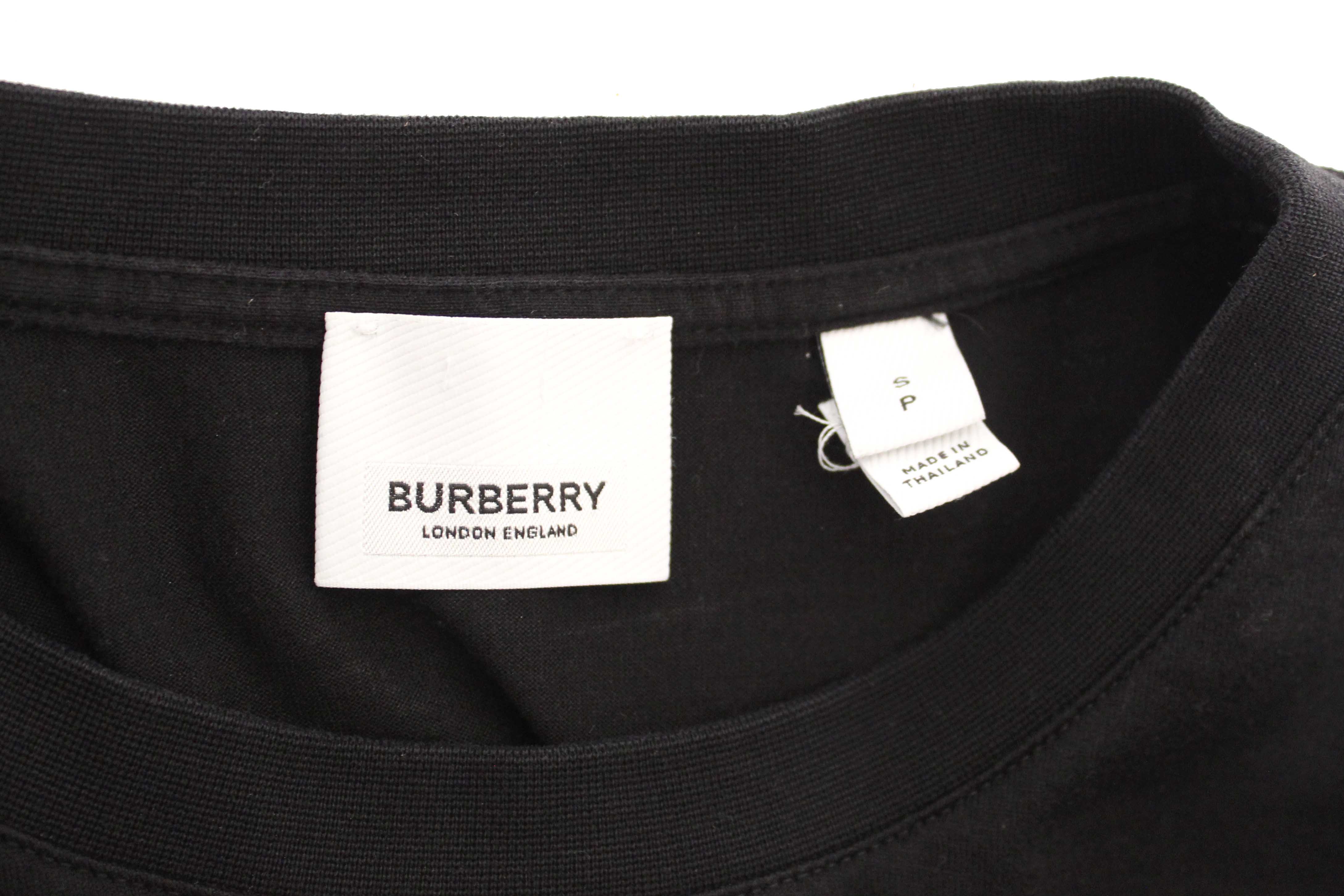 Authentic Burberry Black Cotton Logo Print T-shirt size S