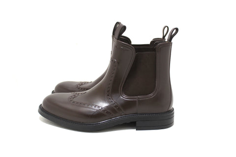 Authentic Salvatore Ferragamo Men's Chestnut Rubber Wingtip Brown Boots Size 7