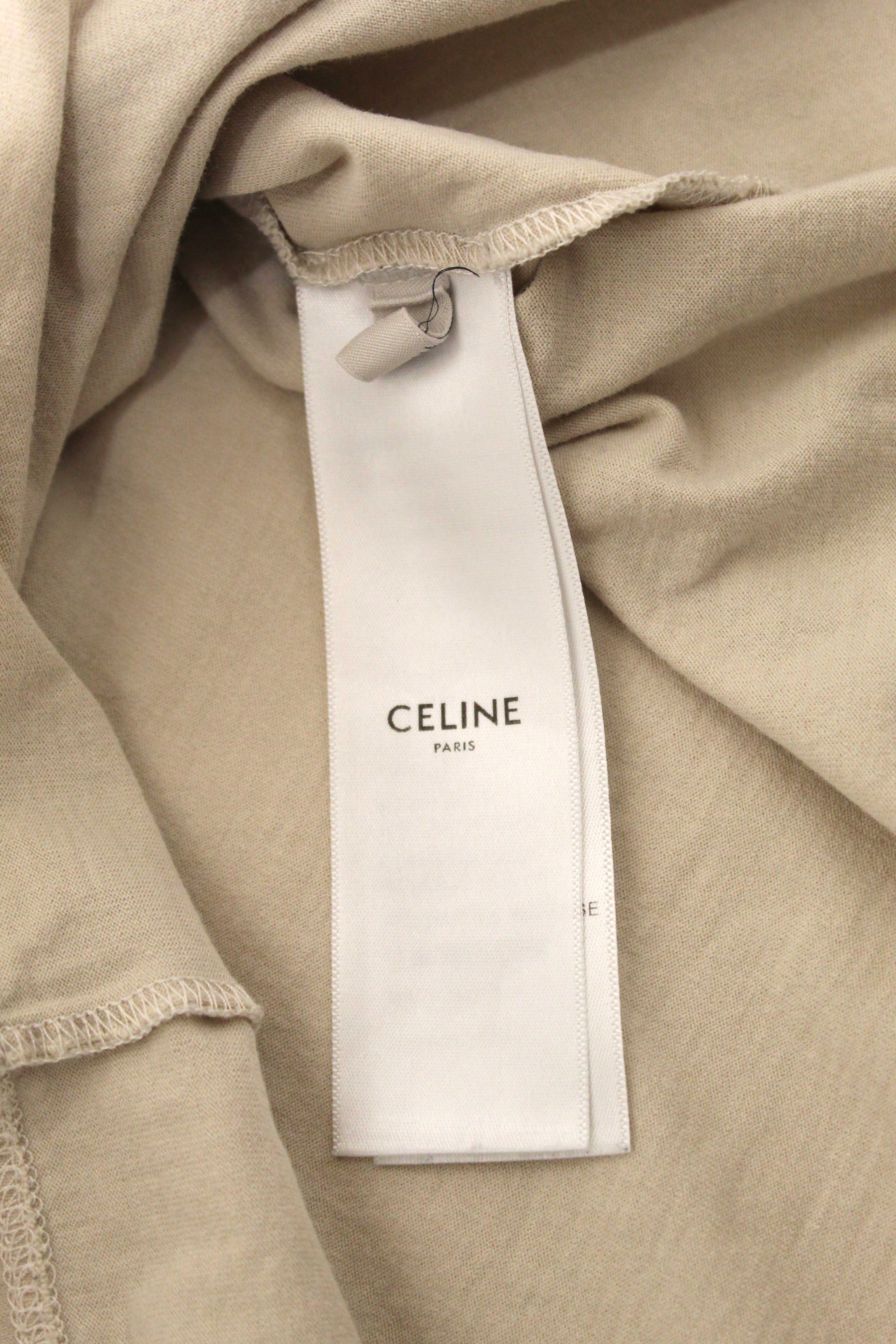 Authentic Celine Neutral and Red Cotton Graphic Print T-shirt size S