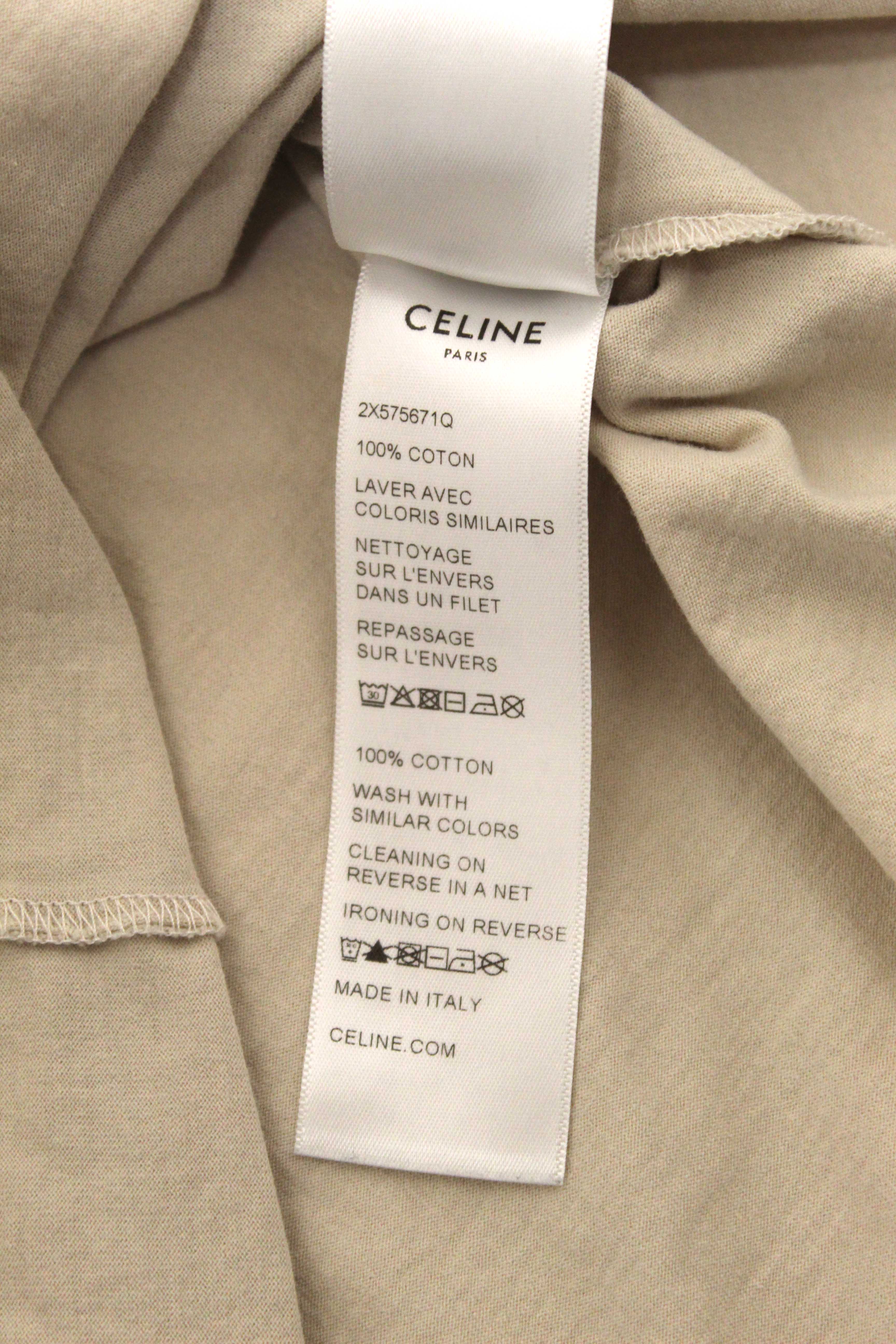 Authentic Celine Neutral and Red Cotton Graphic Print T-shirt size S