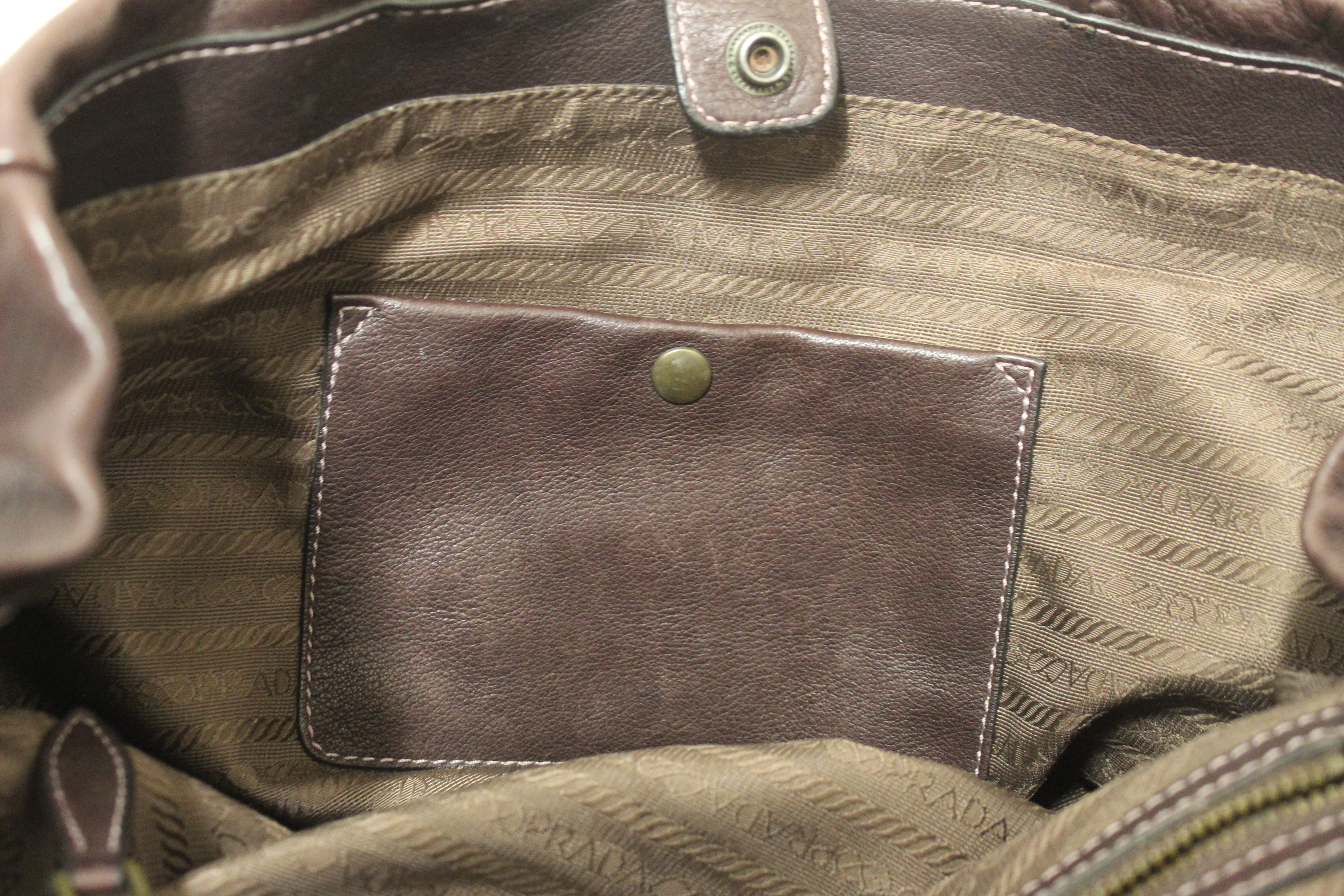 Authentic Prada Vintage Brown Leather Top Handle Shoulder Bag