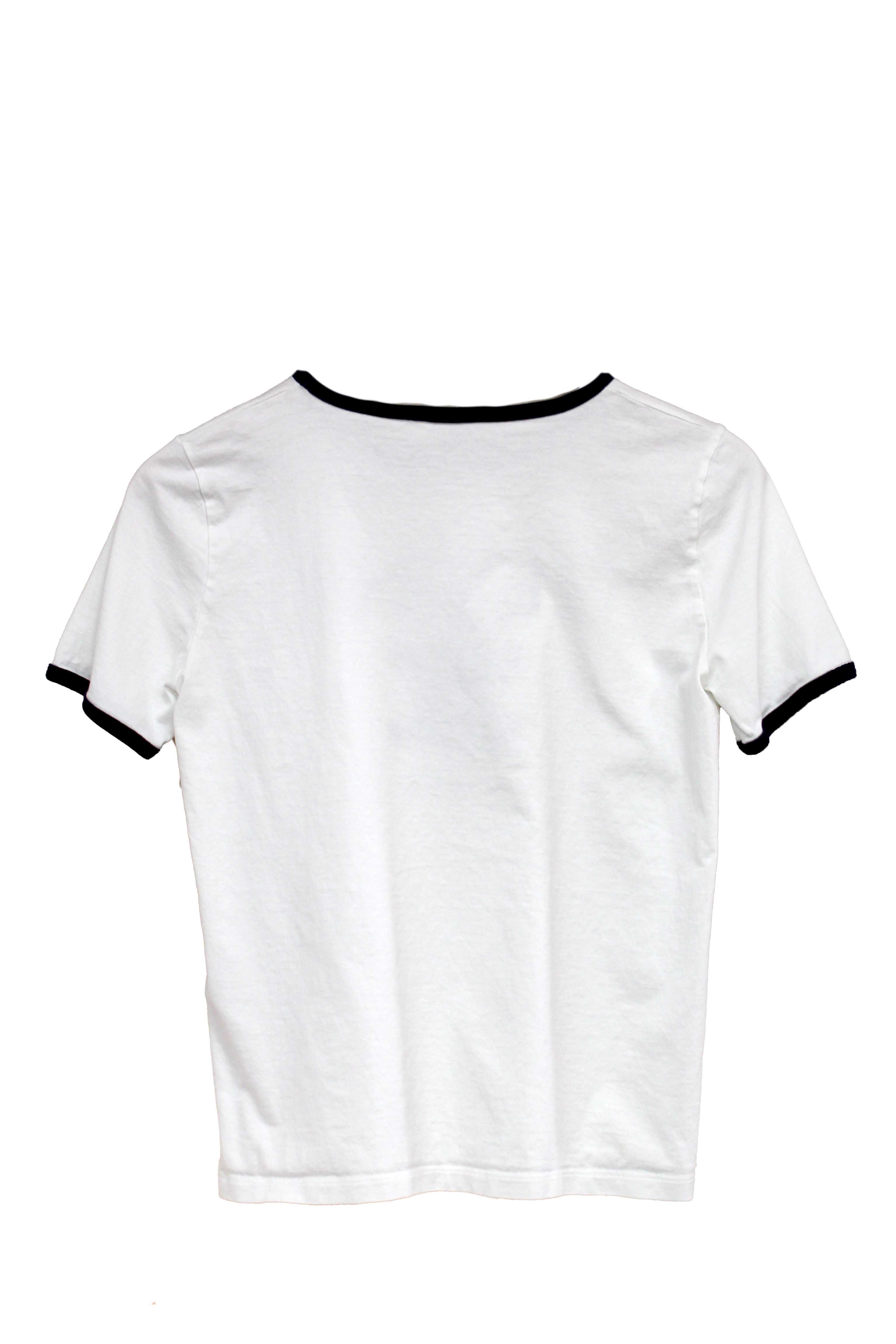 Authentic Celine White and Navy Cotton Graphic Logo Print T-shirt size S