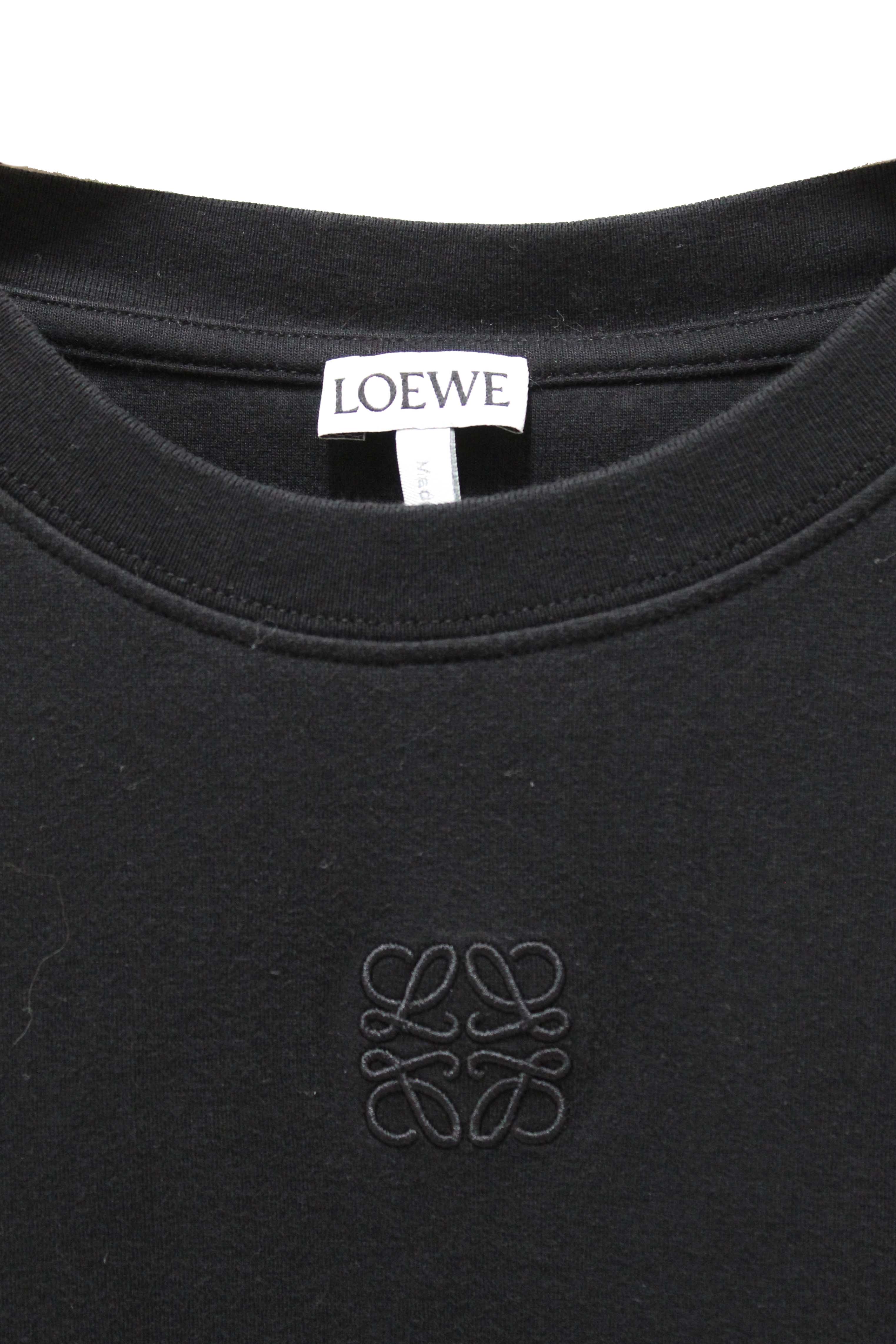 Authentic Loewe Black Cotton Logo Embroidered Shirt size S