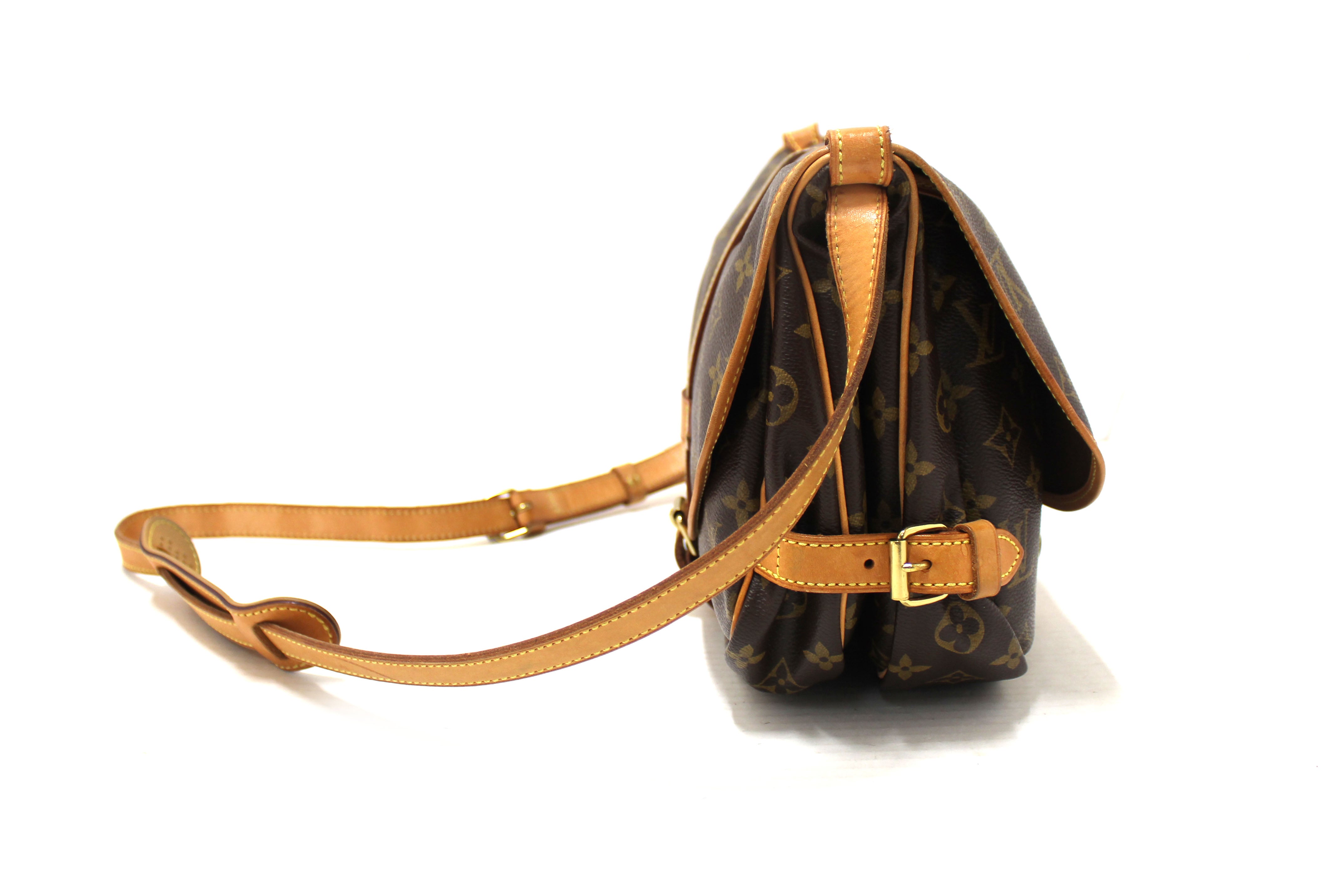 Authentic Louis Vuitton Classic Monogram Canvas Saumur 30 Messenger Bag