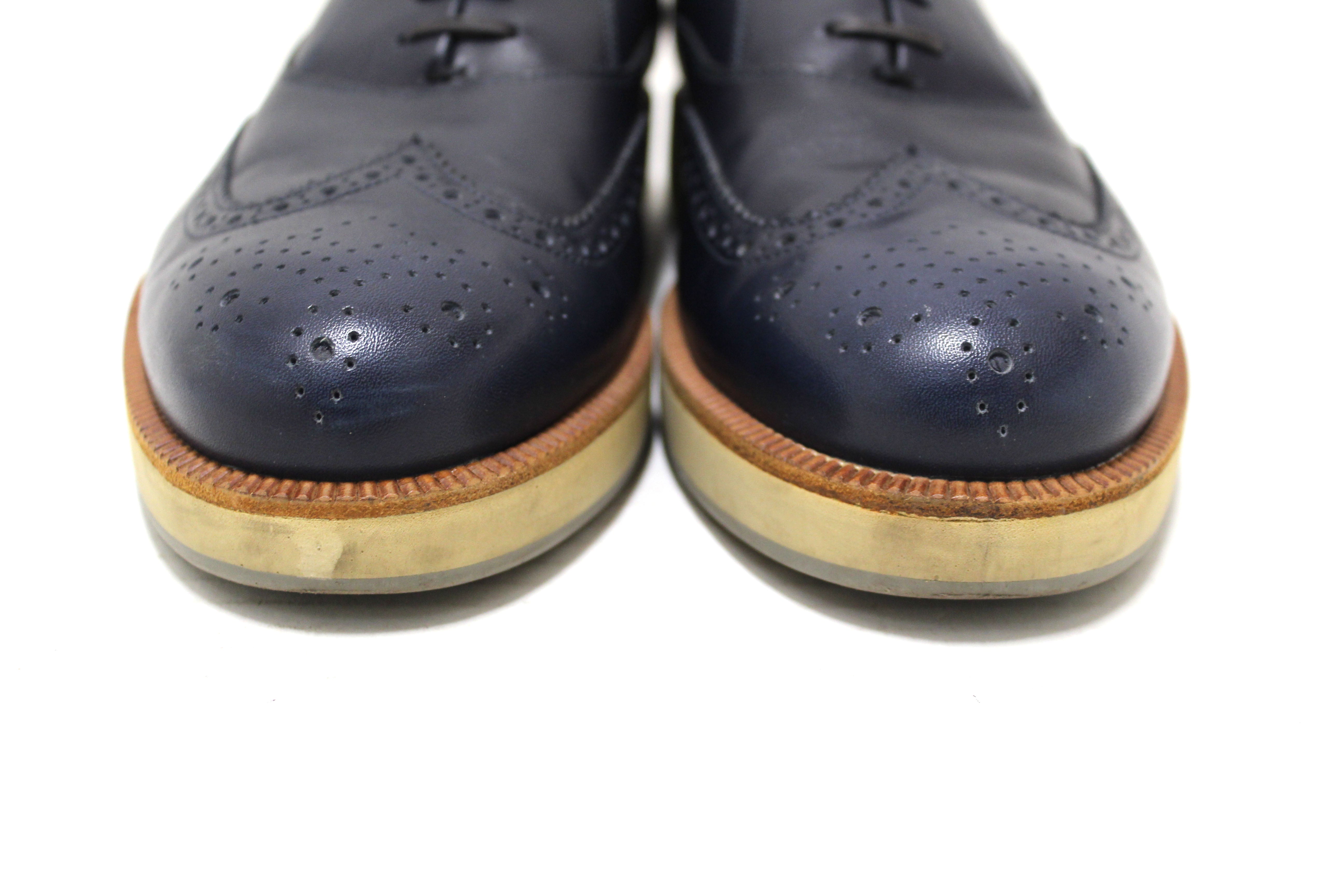 Authentic Salvatore Ferrgamo Men's Blue Calf Leather Wingtip Brogue Sh Paris Station Shop Authentic Salvatore Ferrgamo Men's Blue Calf Leather Wingtip Brogue Sh Paris Station Shop