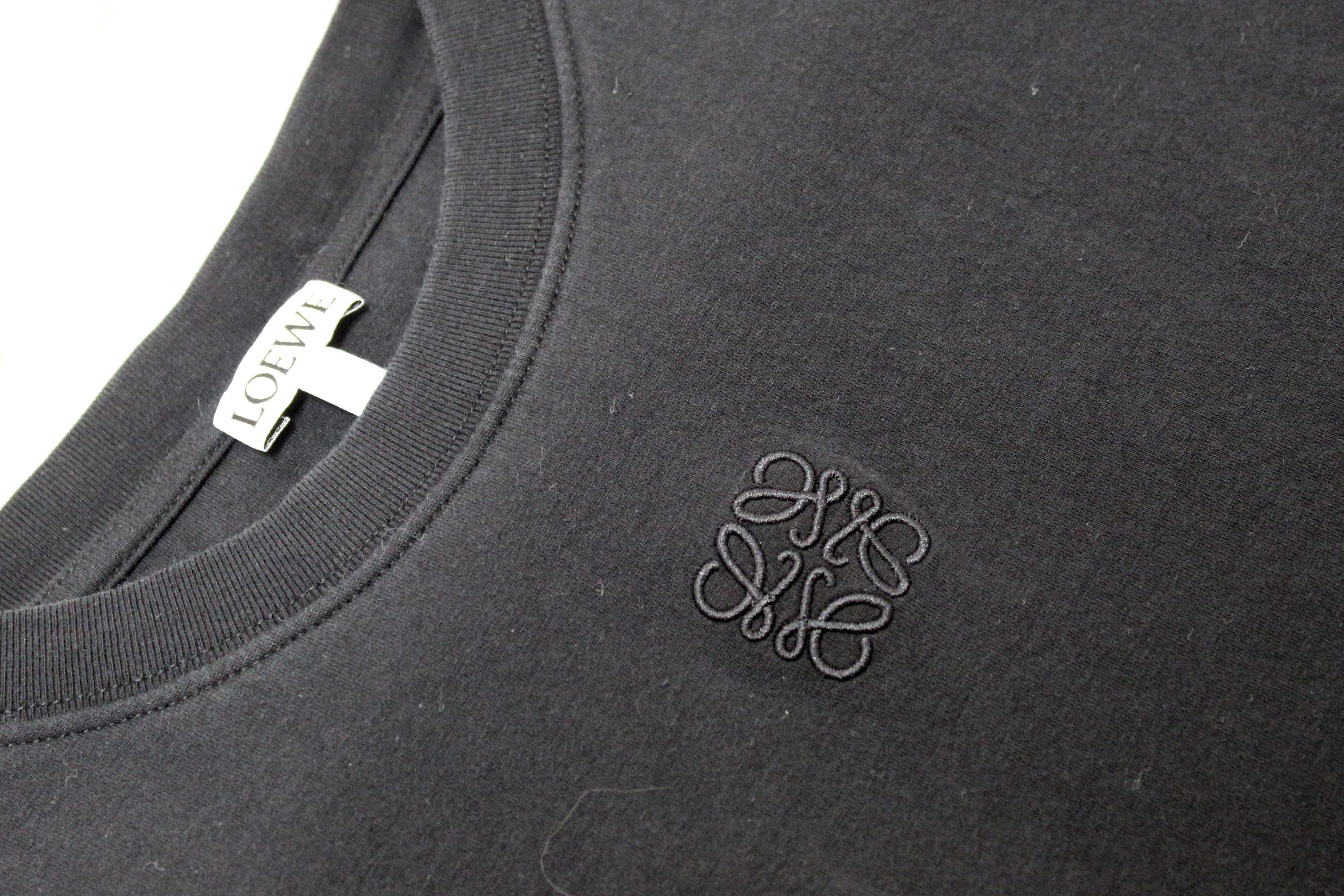 Authentic Loewe Black Cotton Logo Embroidered Shirt size S