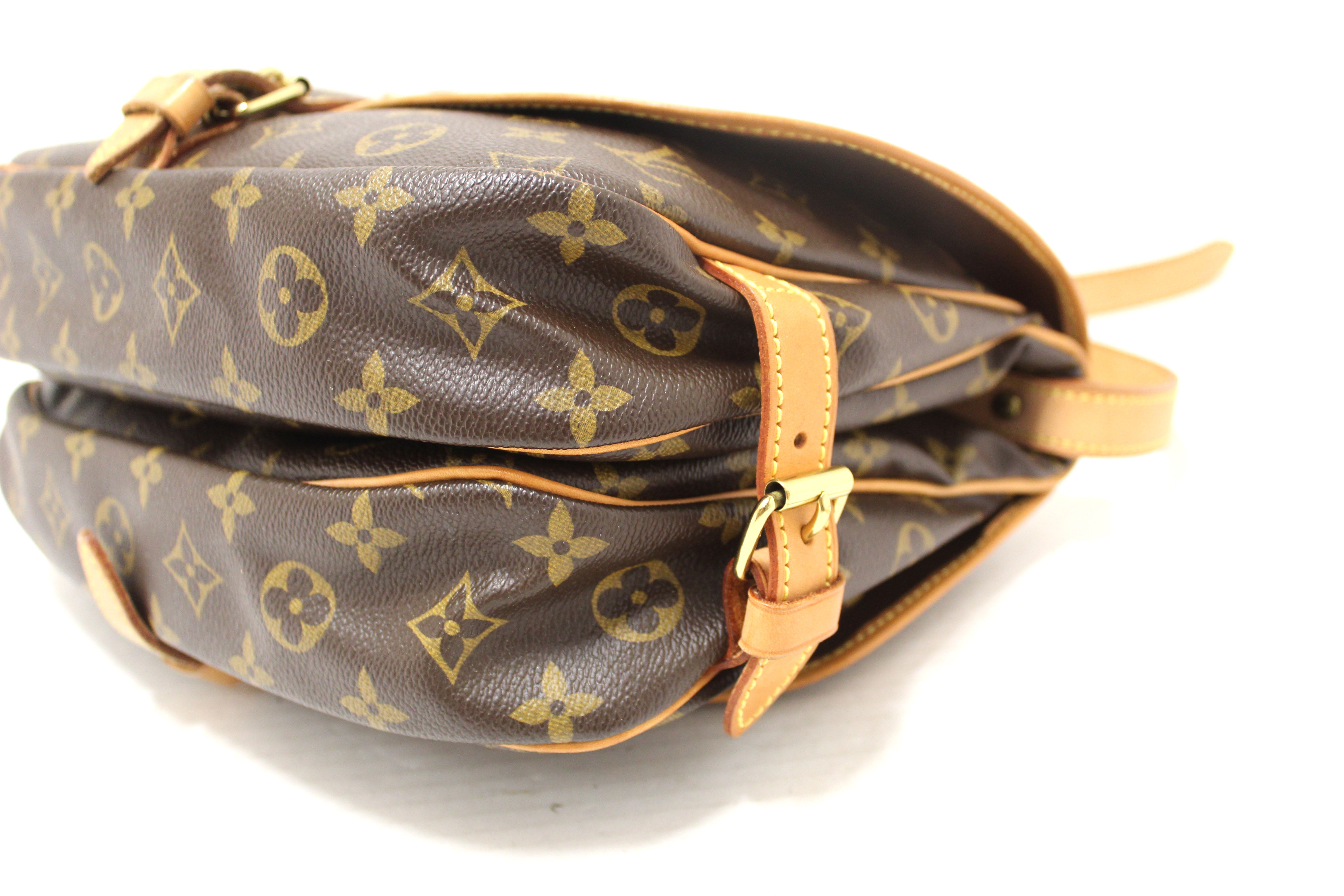 Authentic Louis Vuitton Classic Monogram Canvas Saumur 30 Messenger Bag