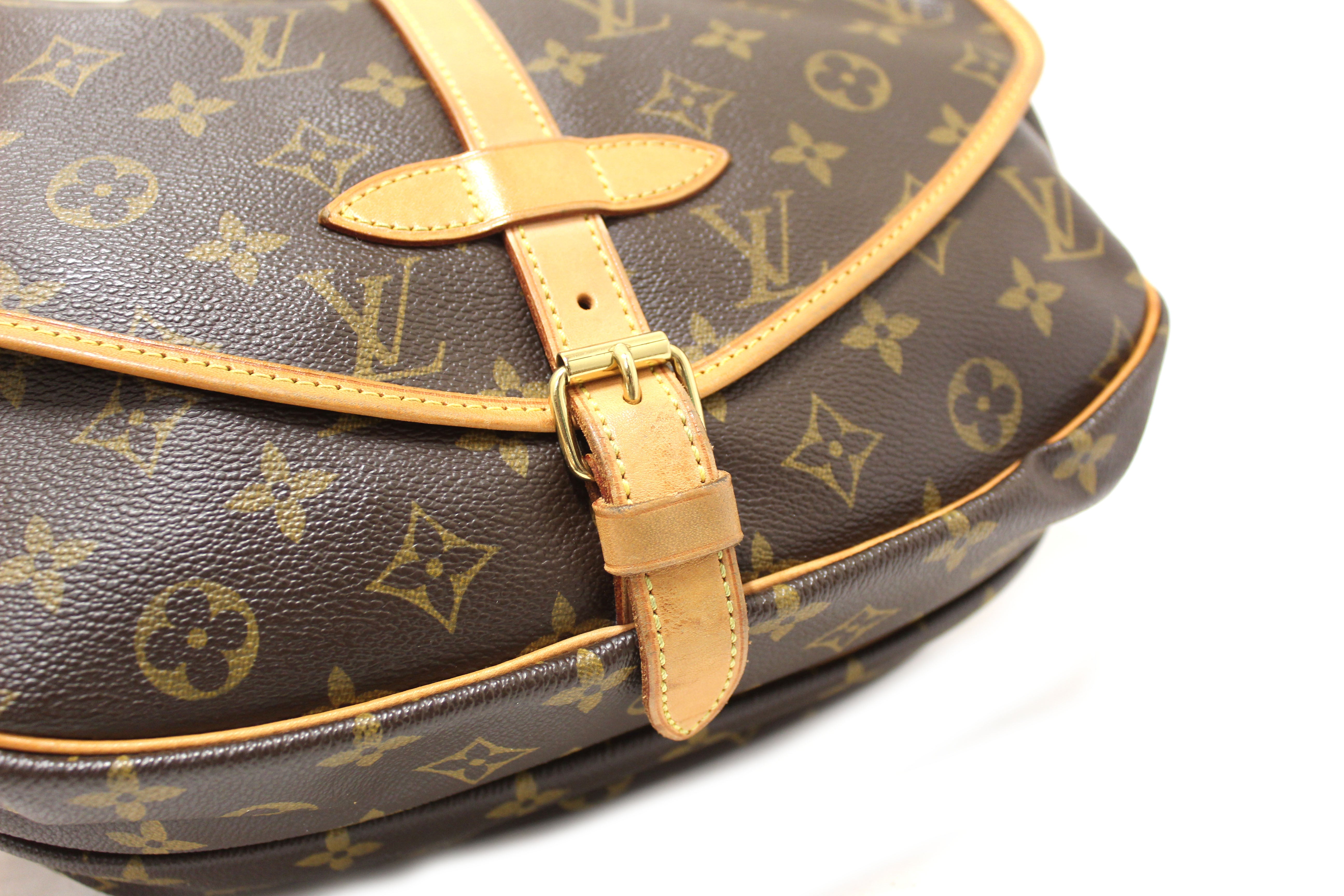 Authentic Louis Vuitton Classic Monogram Canvas Saumur 30 Messenger Bag