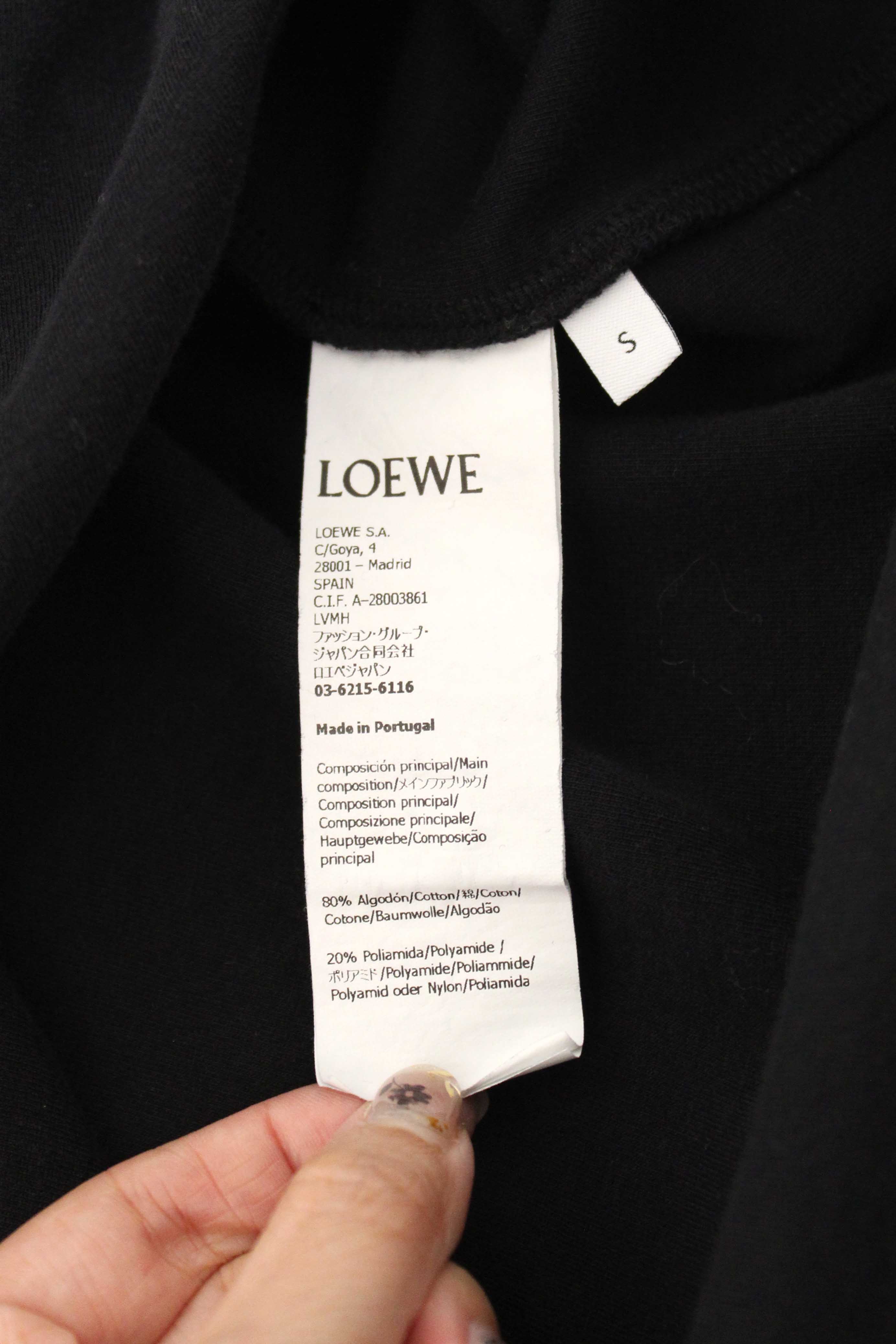 Authentic Loewe Black Cotton Logo Embroidered Shirt size S