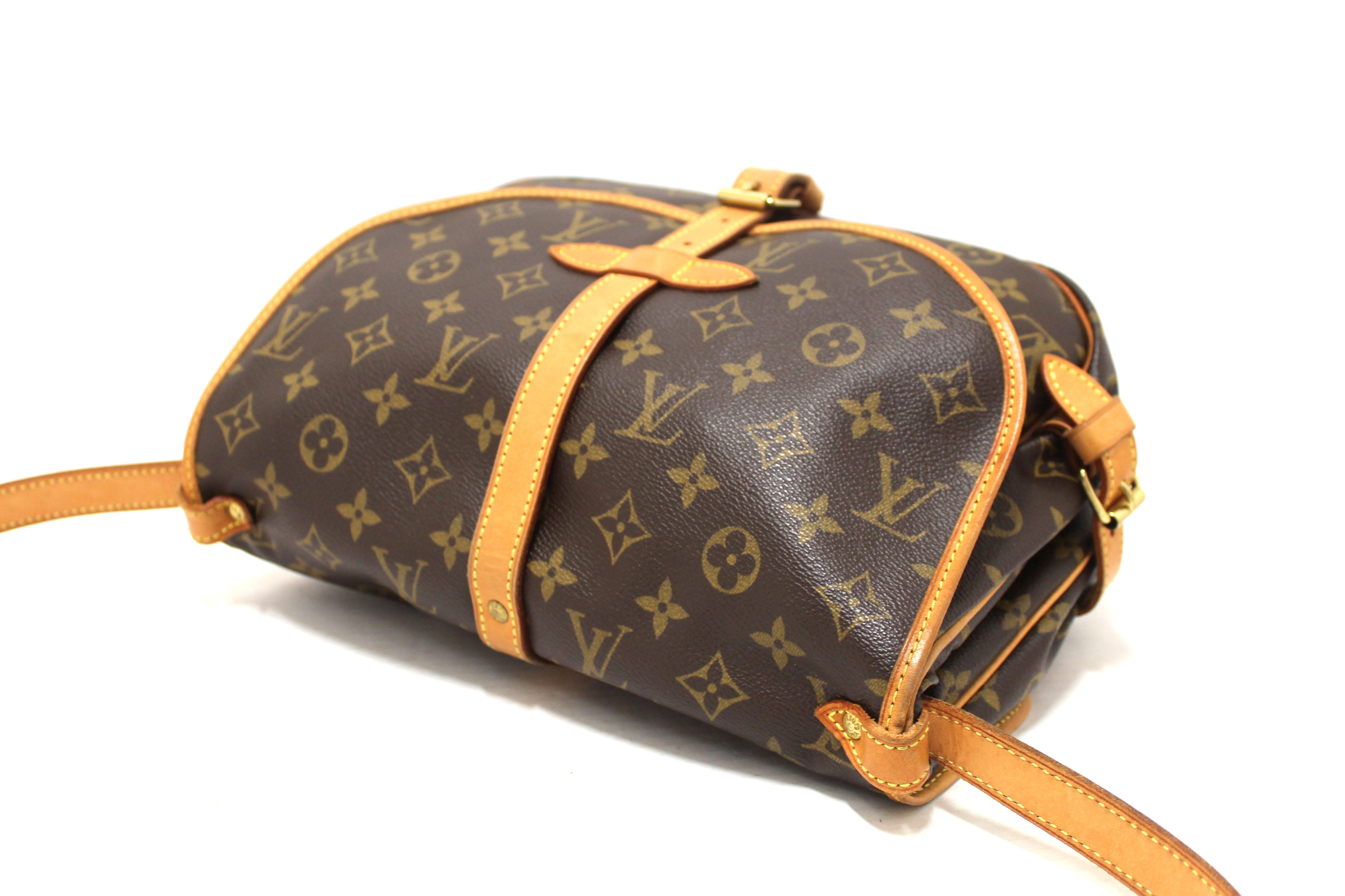 Authentic Louis Vuitton Classic Monogram Canvas Saumur 30 Messenger Bag