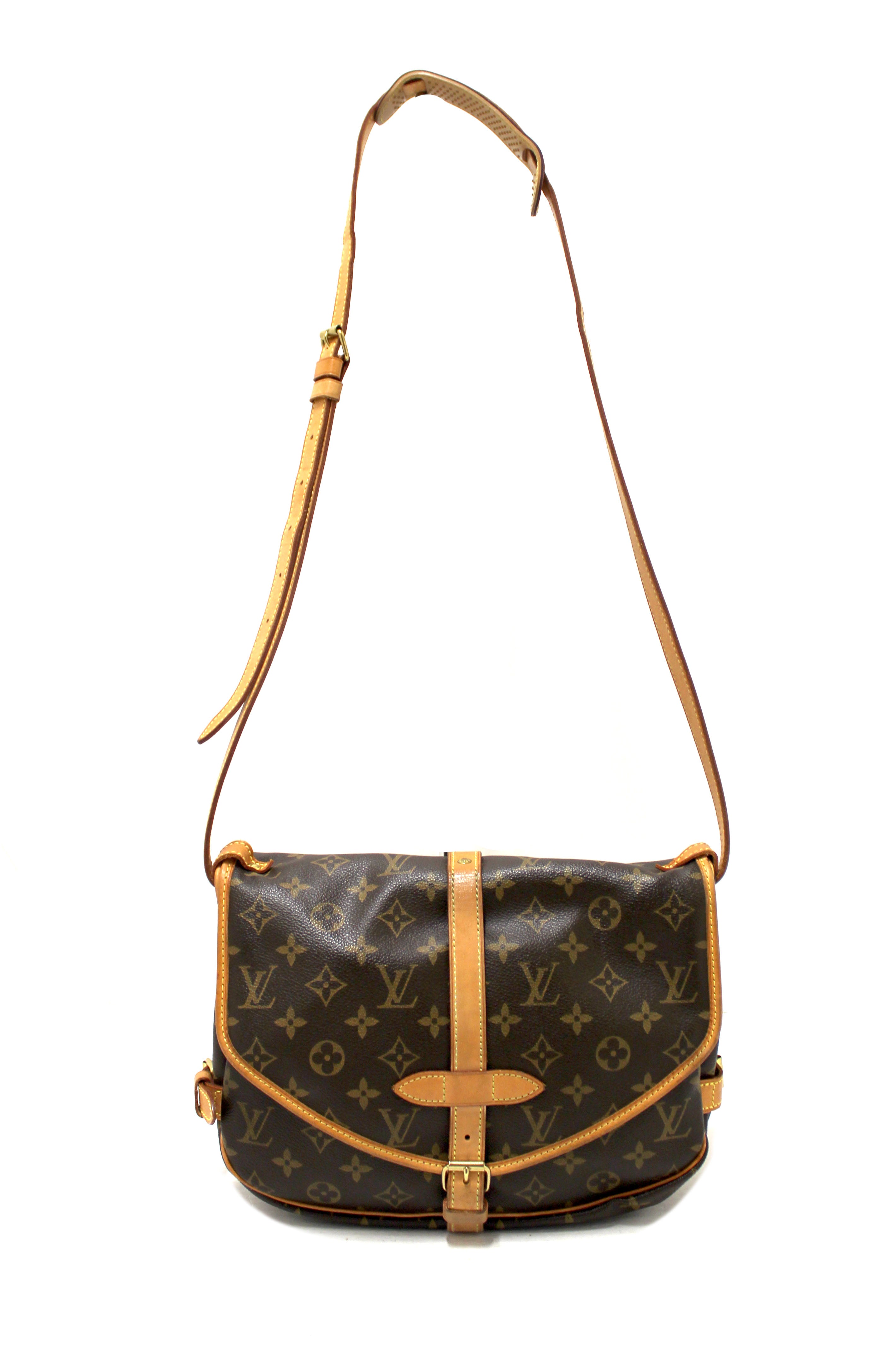 Authentic Louis Vuitton Classic Monogram Canvas Saumur 30 Messenger Bag