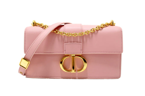 Authentic Christian Dior Pink Calfskin Leather 30 Montaigne East-West Bag with Chain