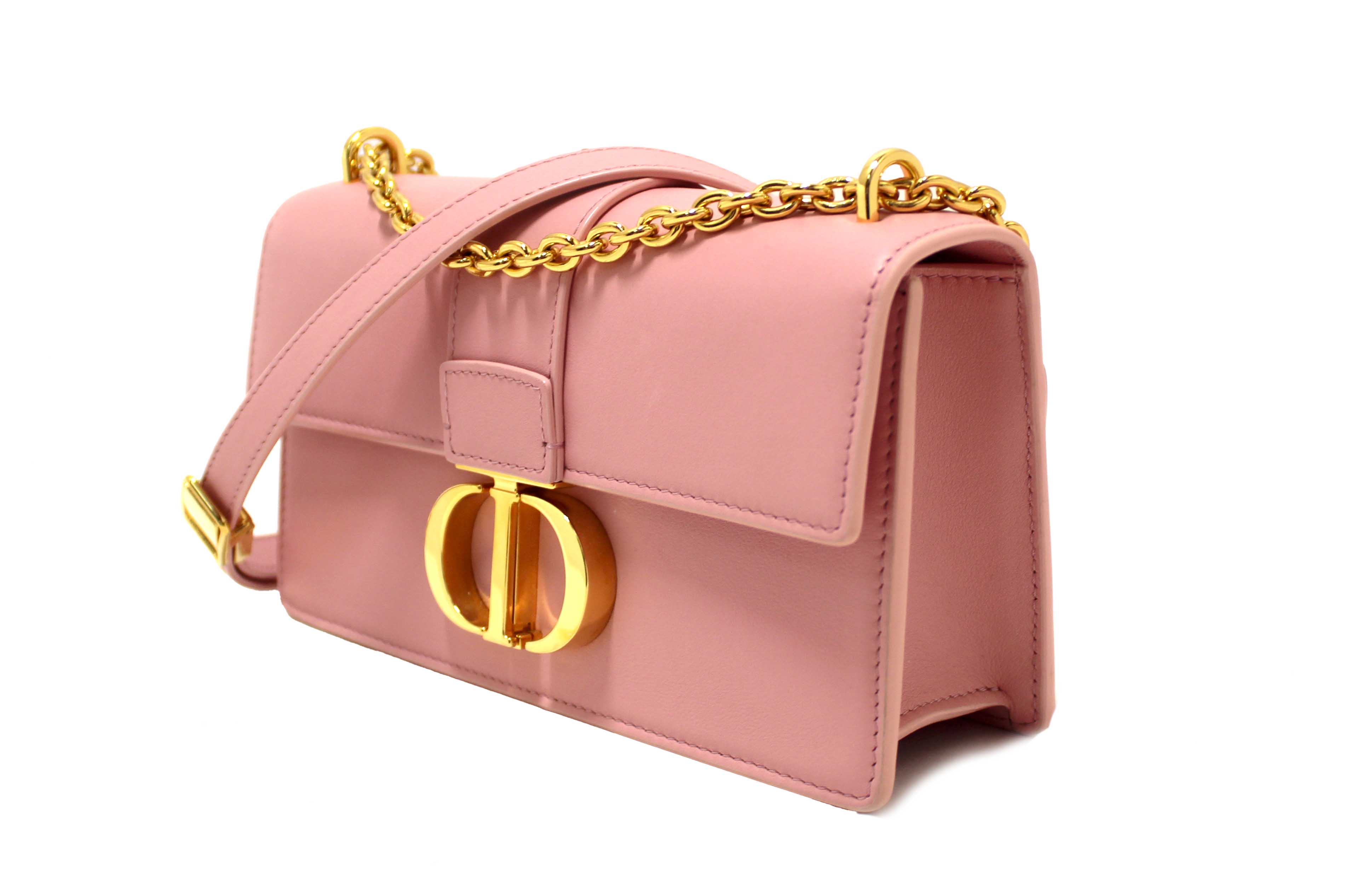 Authentic Christian Dior Pink Calfskin Leather 30 Montaigne East-West Bag with Chain