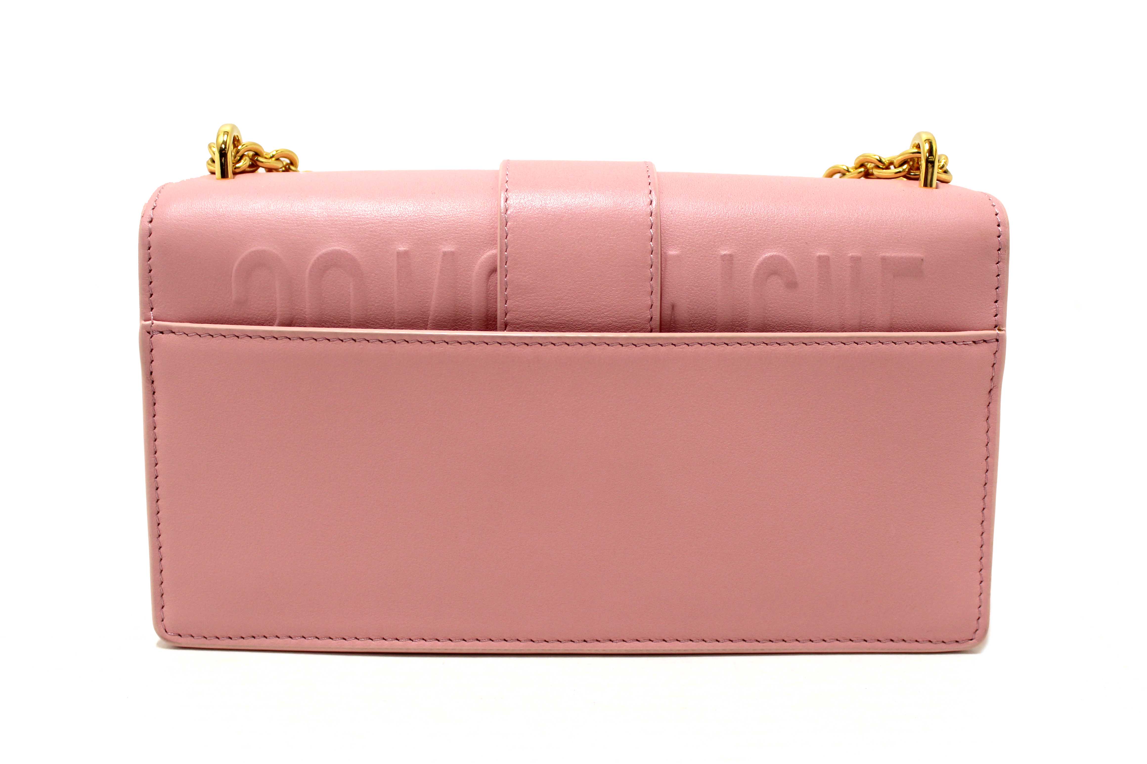 Authentic Christian Dior Pink Calfskin Leather 30 Montaigne East-West Bag with Chain