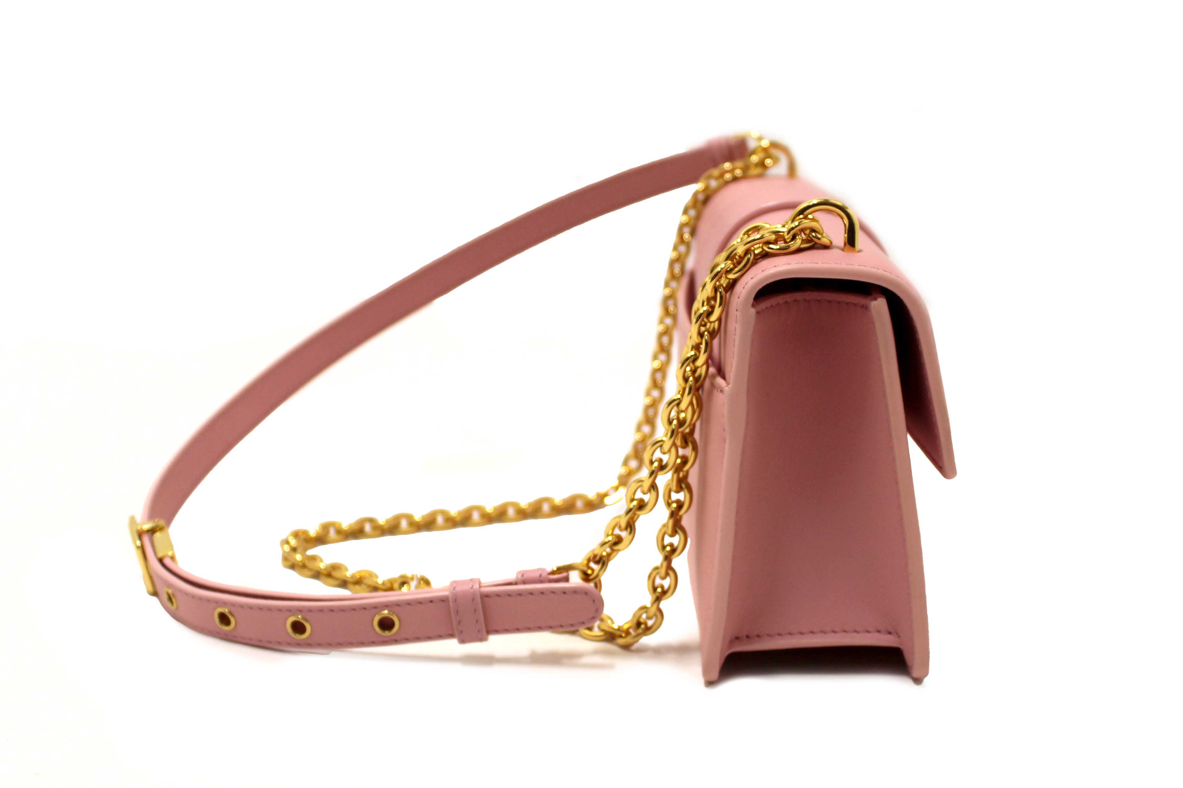 Authentic Christian Dior Pink Calfskin Leather 30 Montaigne East-West Bag with Chain
