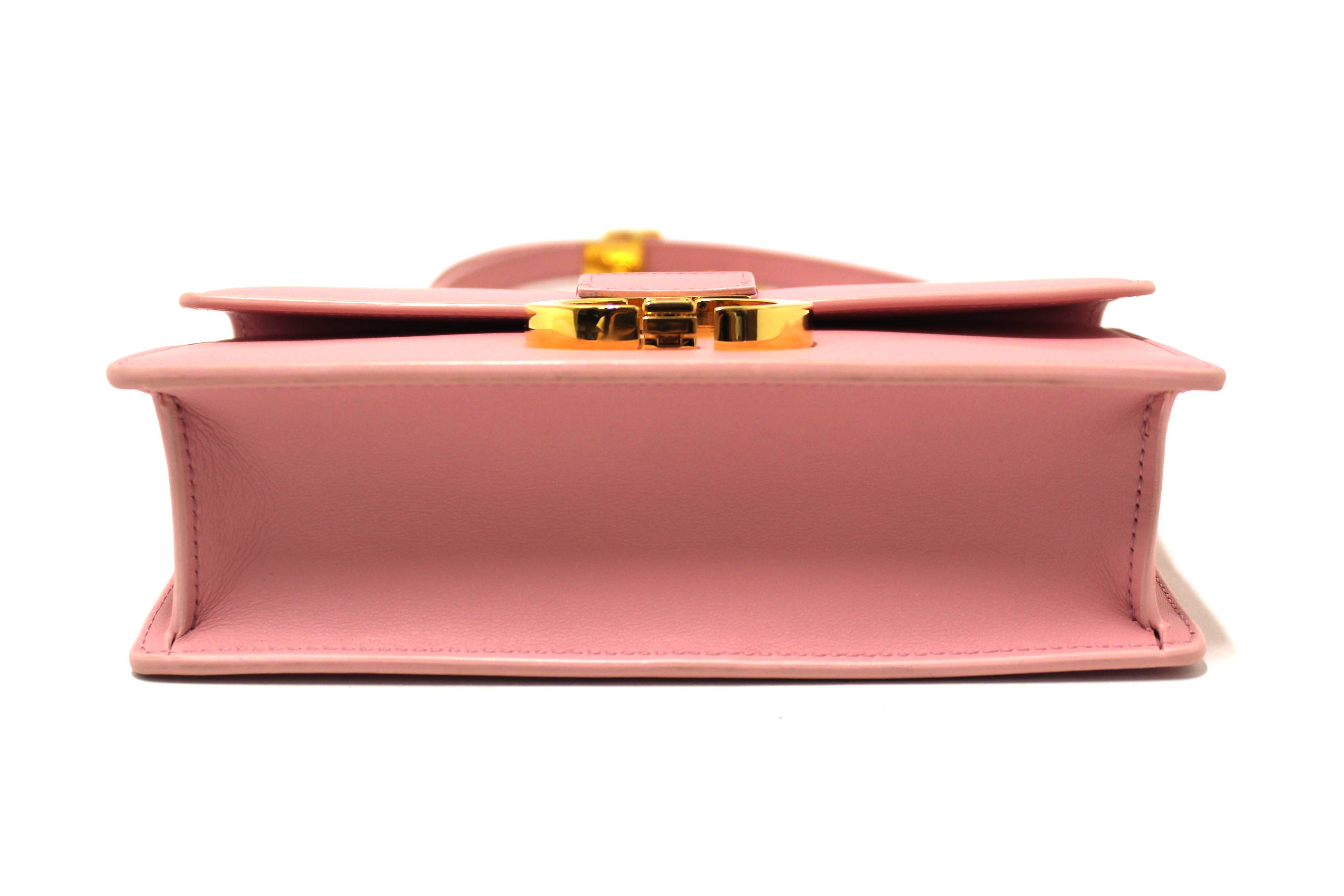 Authentic Christian Dior Pink Calfskin Leather 30 Montaigne East-West Bag with Chain