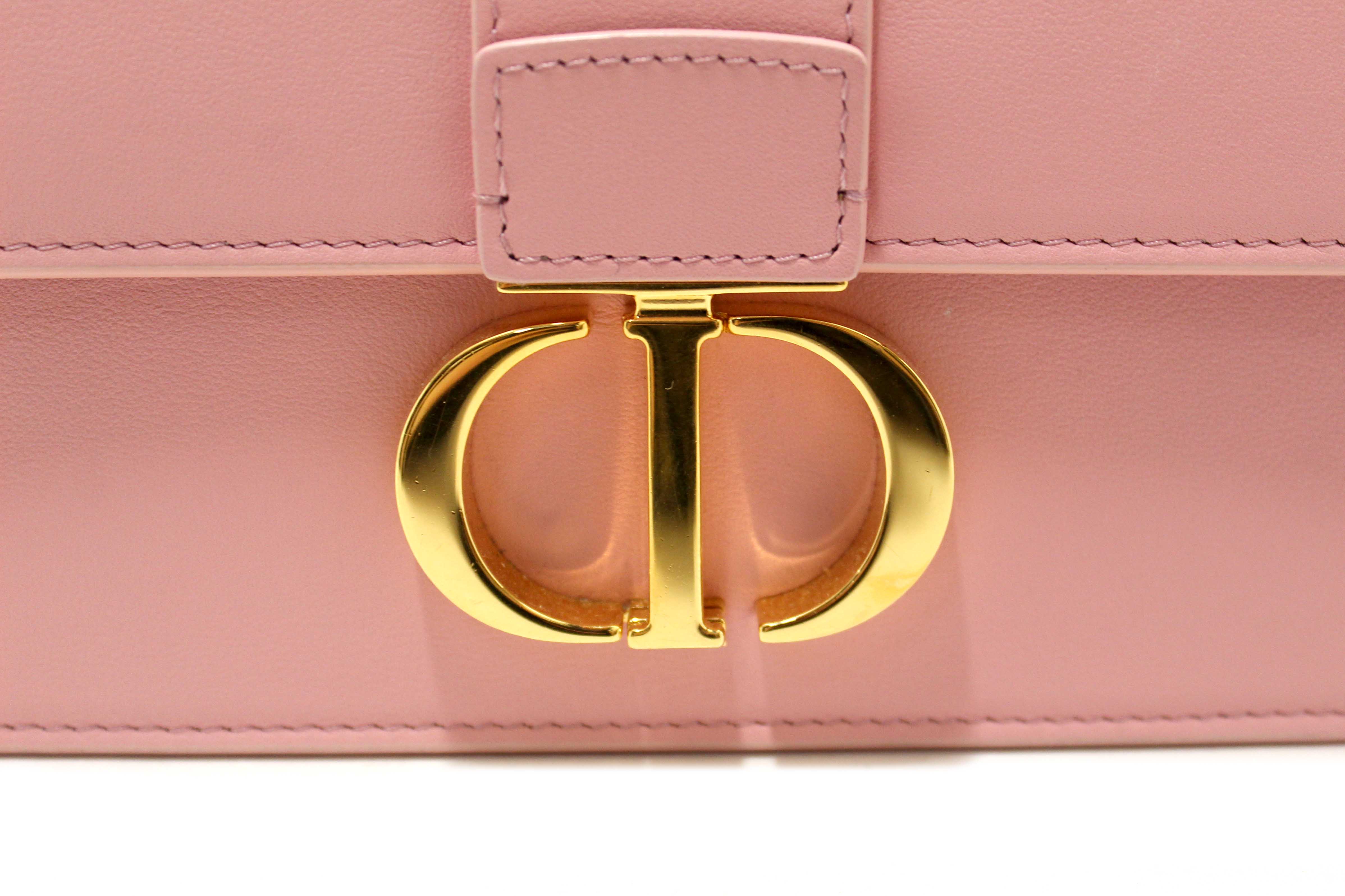 Authentic Christian Dior Pink Calfskin Leather 30 Montaigne East-West Bag with Chain
