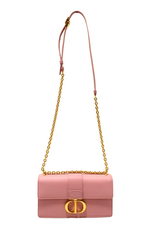 Authentic Christian Dior Pink Calfskin Leather 30 Montaigne East-West Bag with Chain