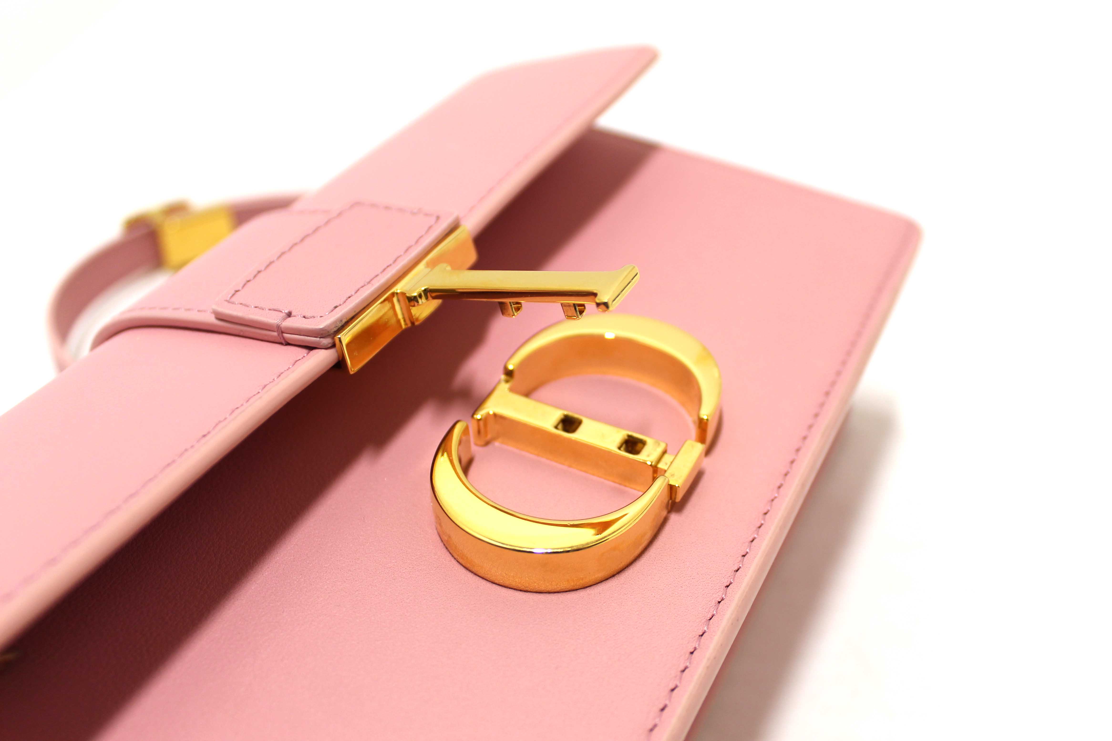 Authentic Christian Dior Pink Calfskin Leather 30 Montaigne East-West Bag with Chain
