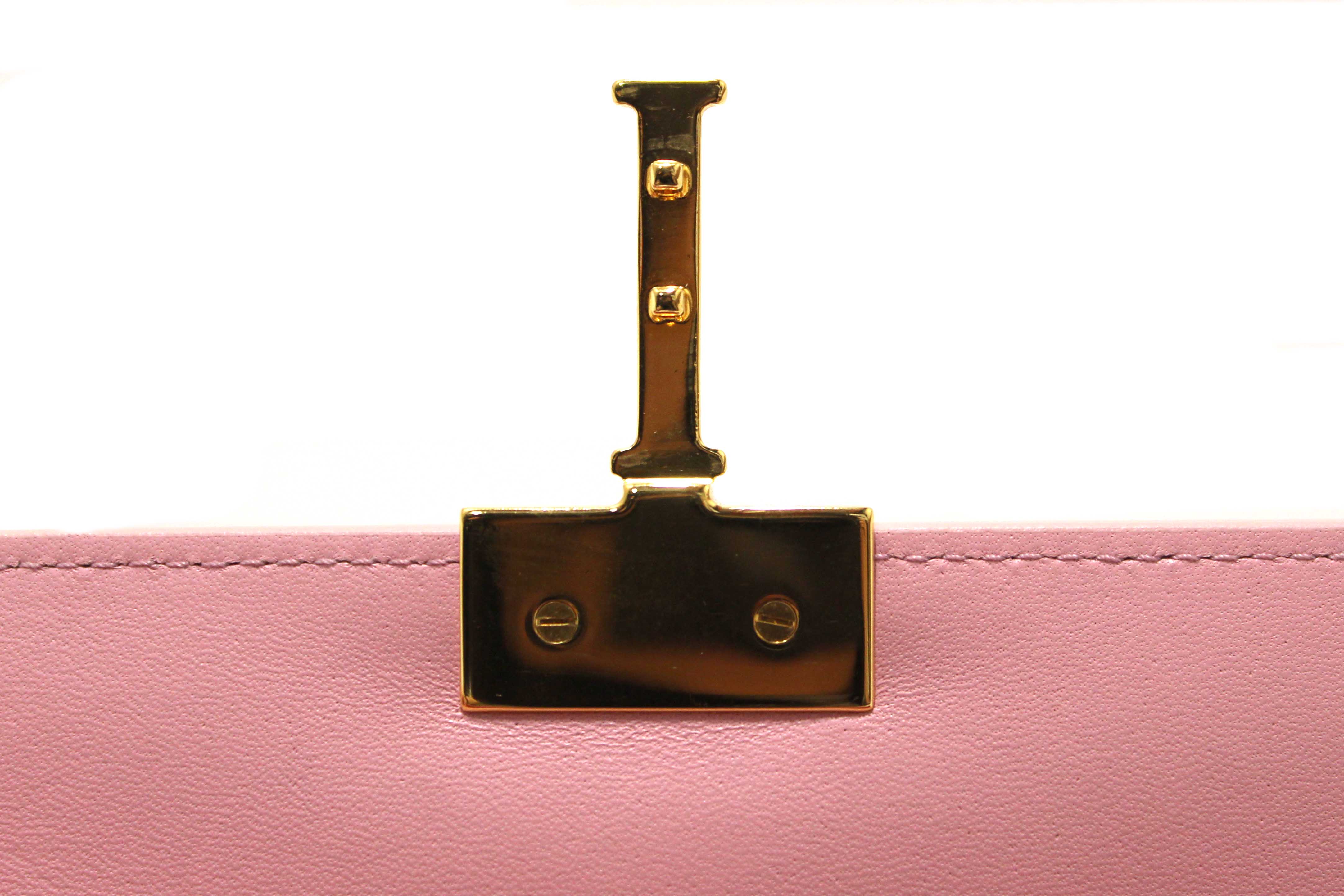Authentic Christian Dior Pink Calfskin Leather 30 Montaigne East-West Bag with Chain
