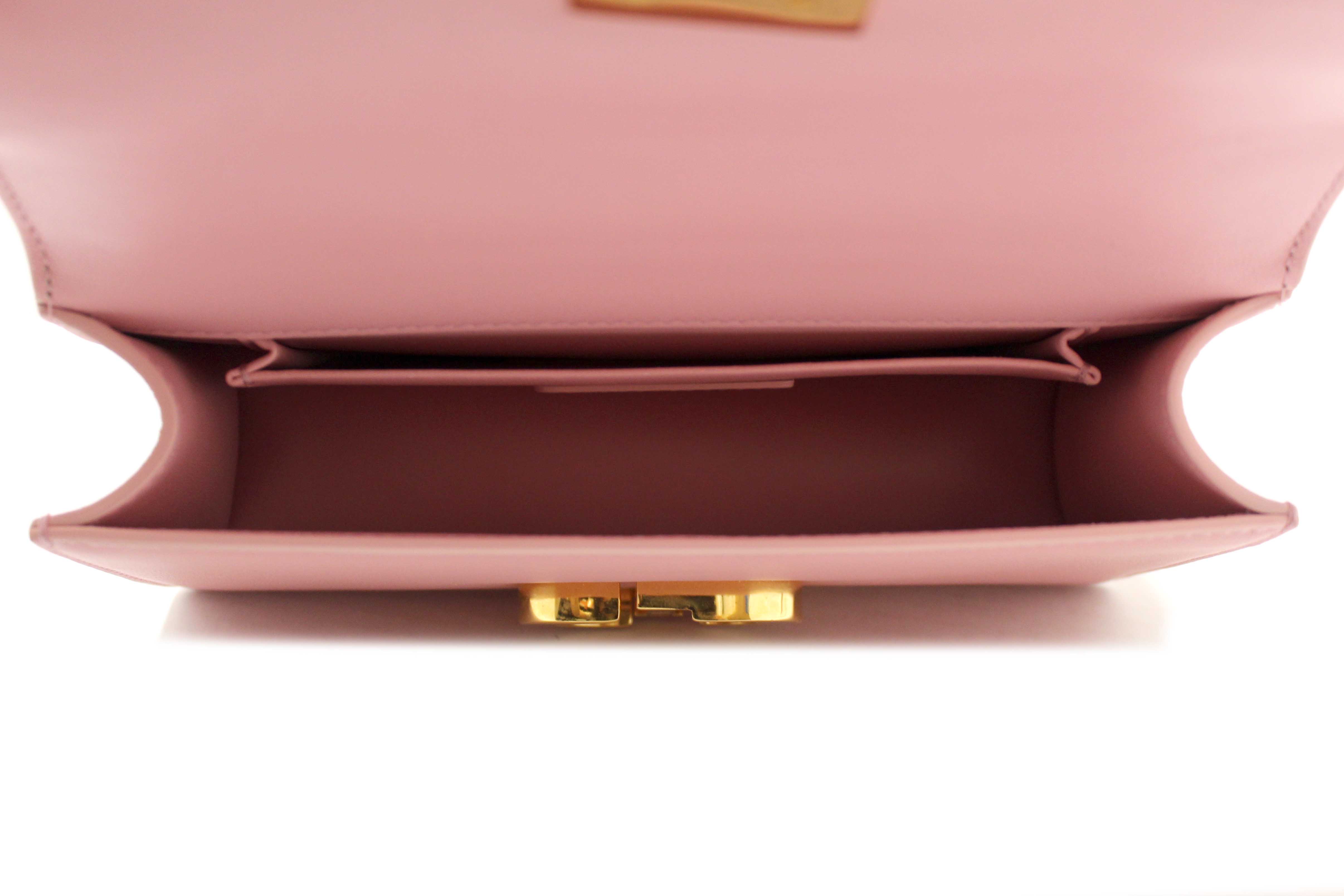 Authentic Christian Dior Pink Calfskin Leather 30 Montaigne East-West Bag with Chain