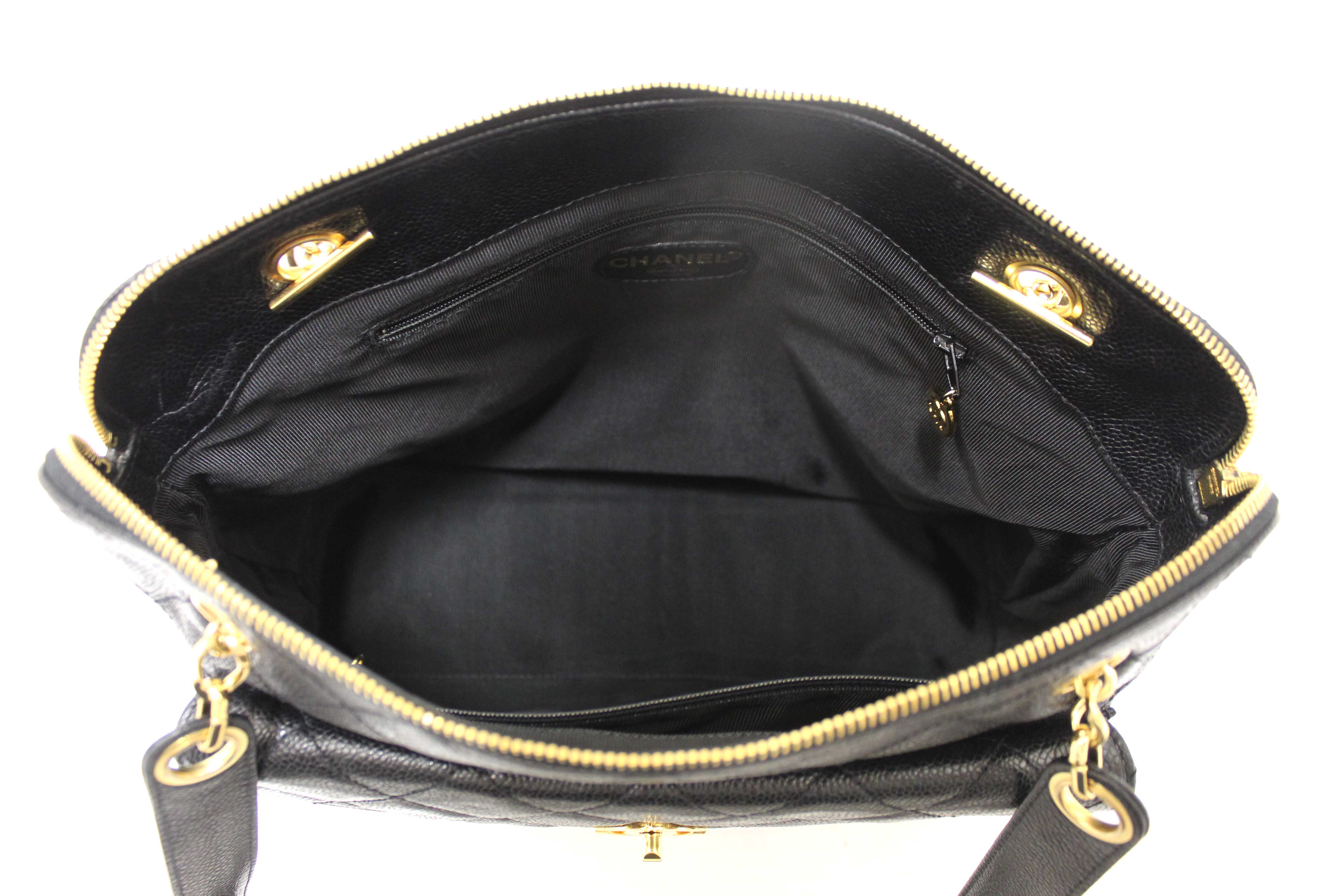 Authentic Chanel Vintage Black Quilted Caviar Front Pocket Shoulder Bag