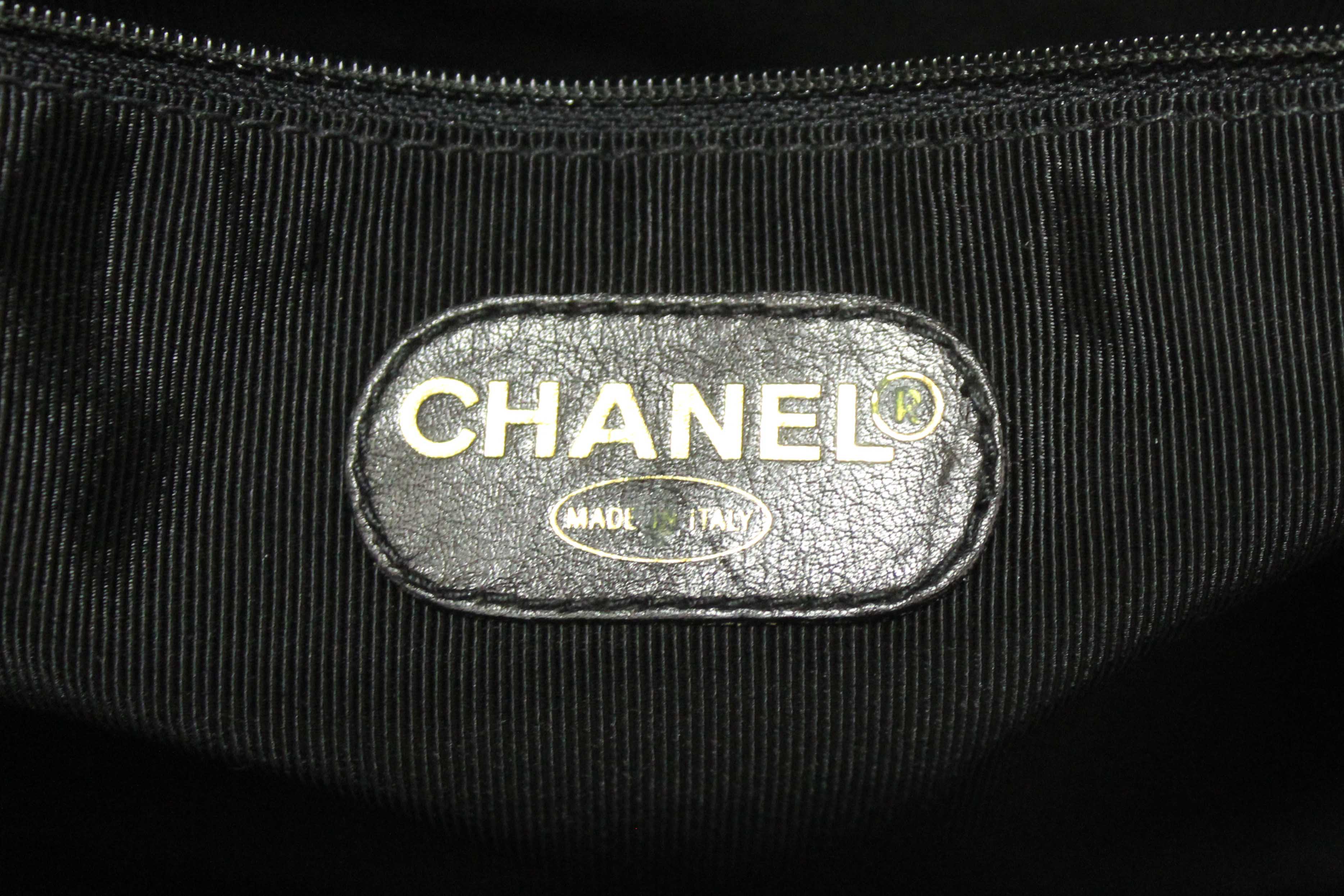 Authentic Chanel Vintage Black Quilted Caviar Front Pocket Shoulder Bag