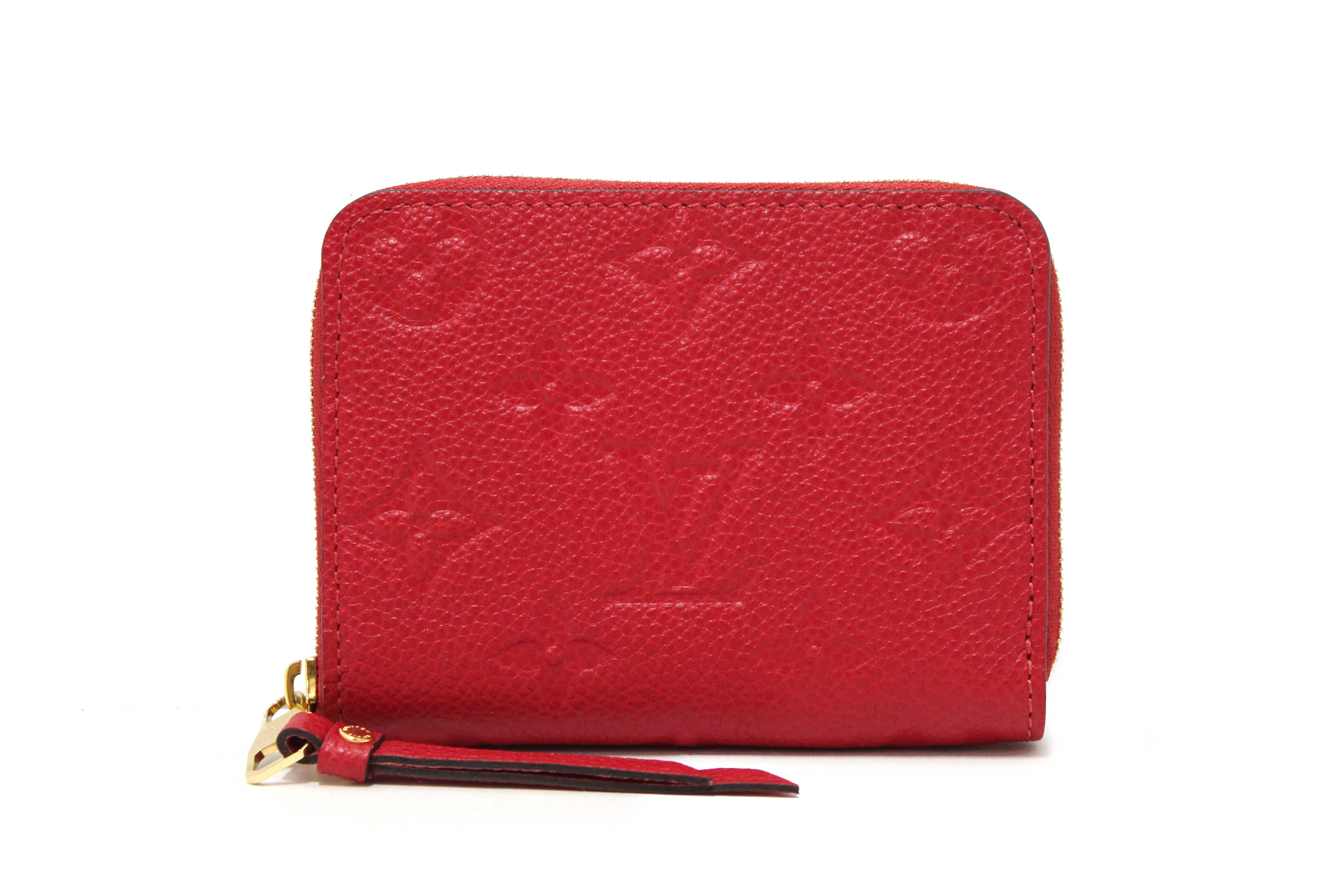 Authentic Louis Vuitton Red Monogram Empreinte Leather Zippy Coin Purse