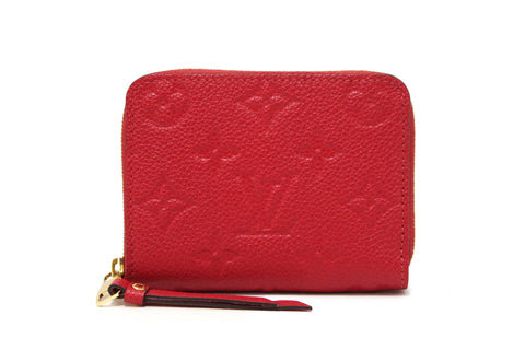 Authentic Louis Vuitton Red Monogram Empreinte Leather Zippy Coin Purse