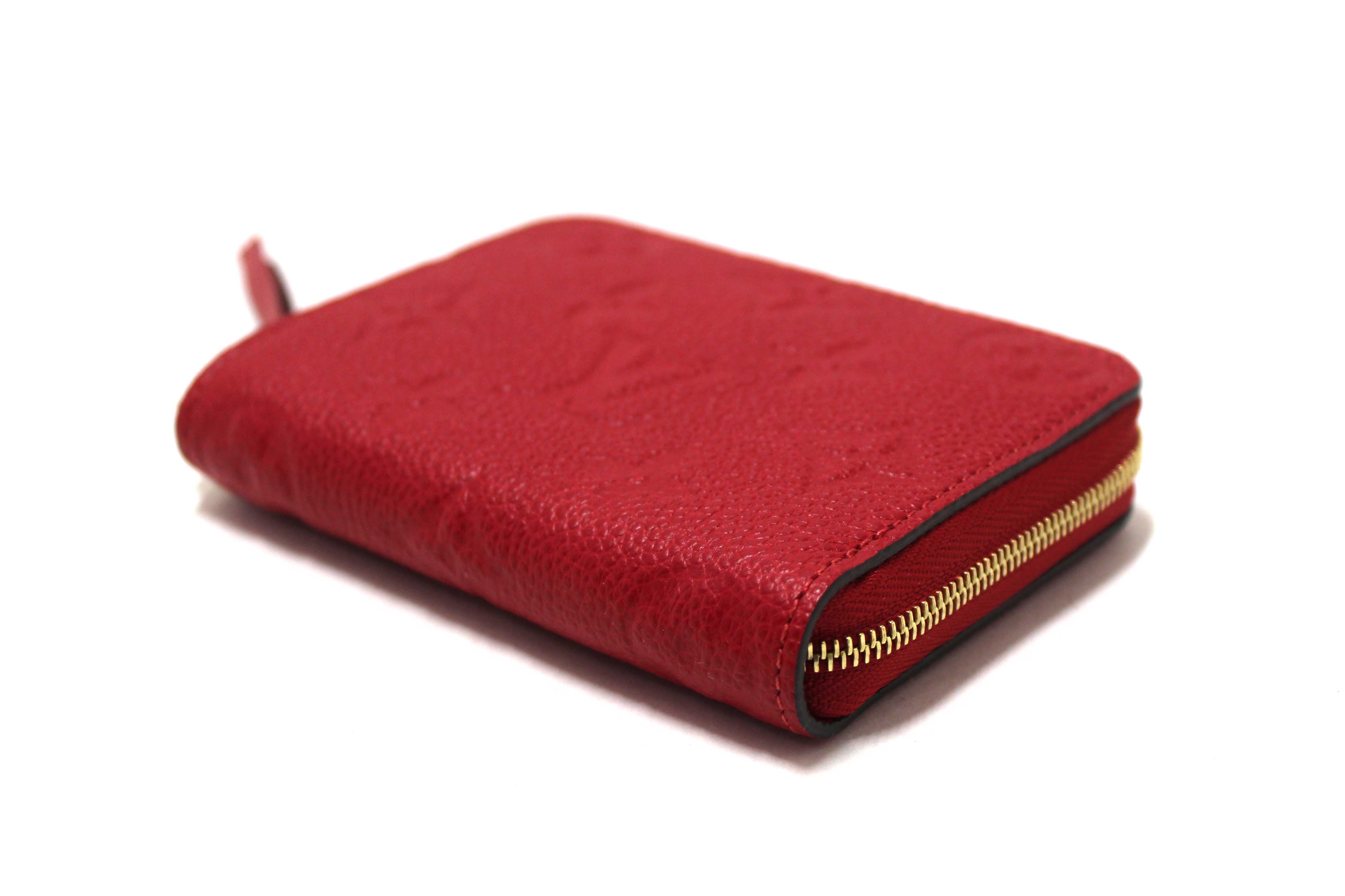 Authentic Louis Vuitton Red Monogram Empreinte Leather Zippy Coin Purse