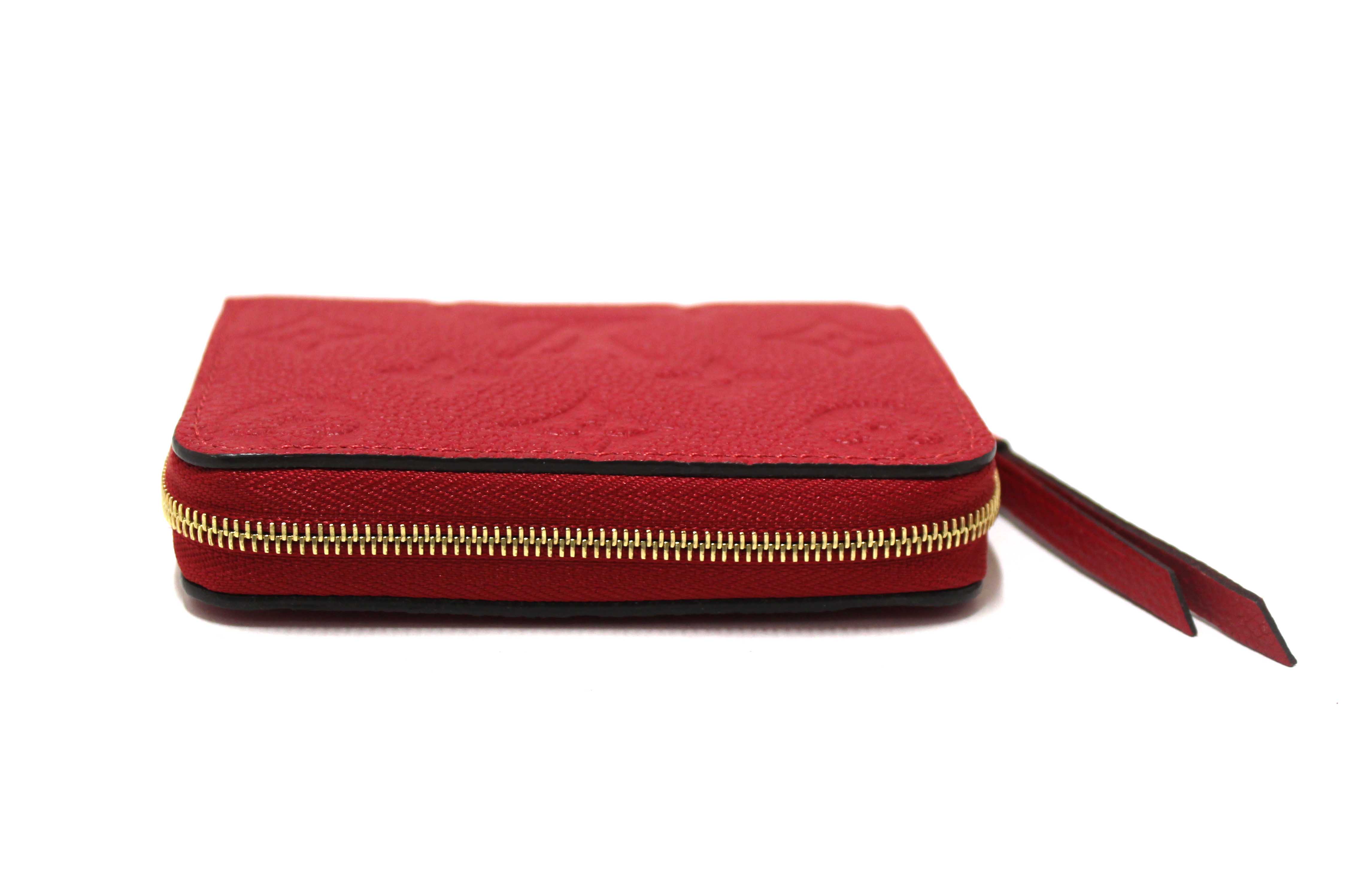 Authentic Louis Vuitton Red Monogram Empreinte Leather Zippy Coin Purse