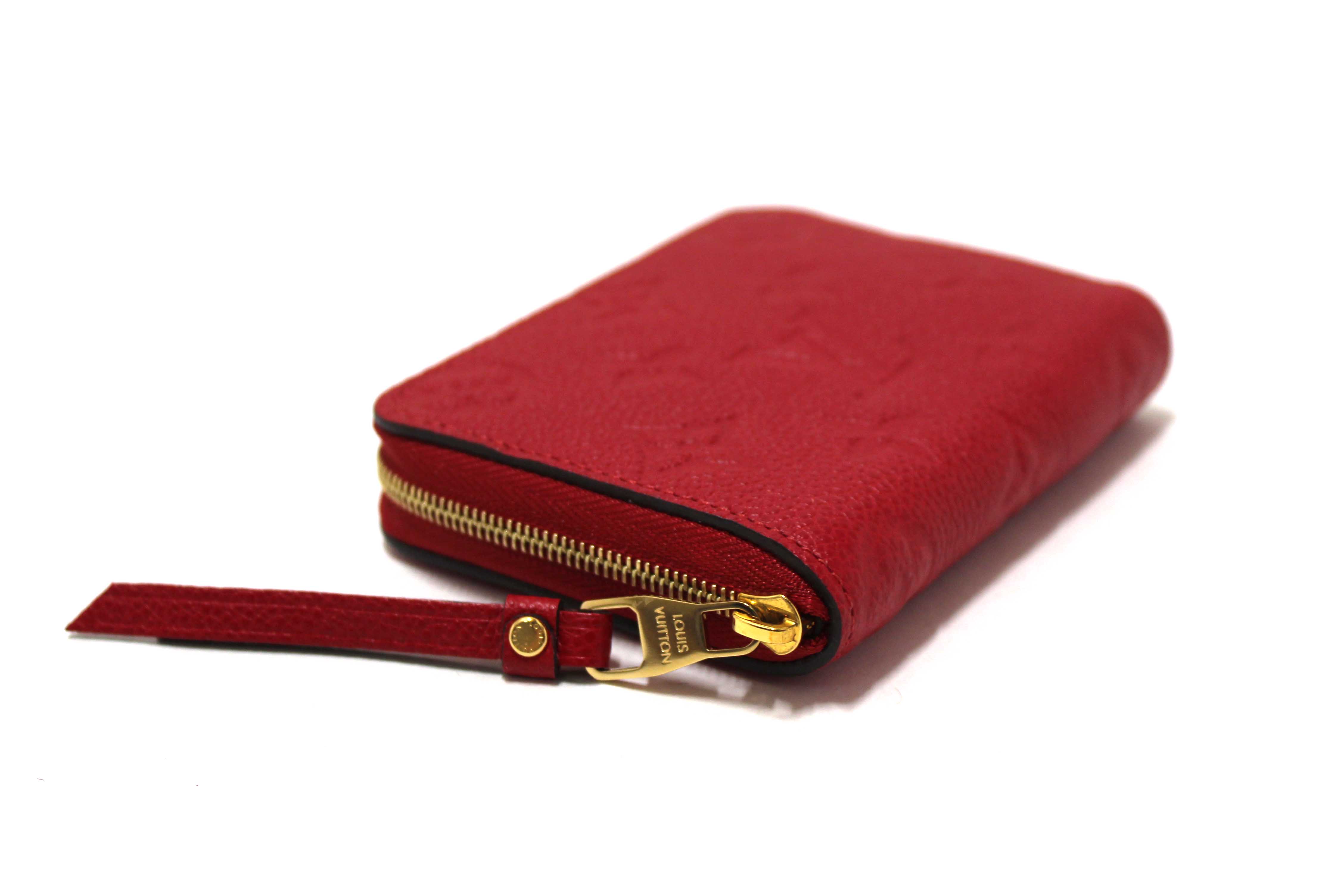 Authentic Louis Vuitton Red Monogram Empreinte Leather Zippy Coin Purse