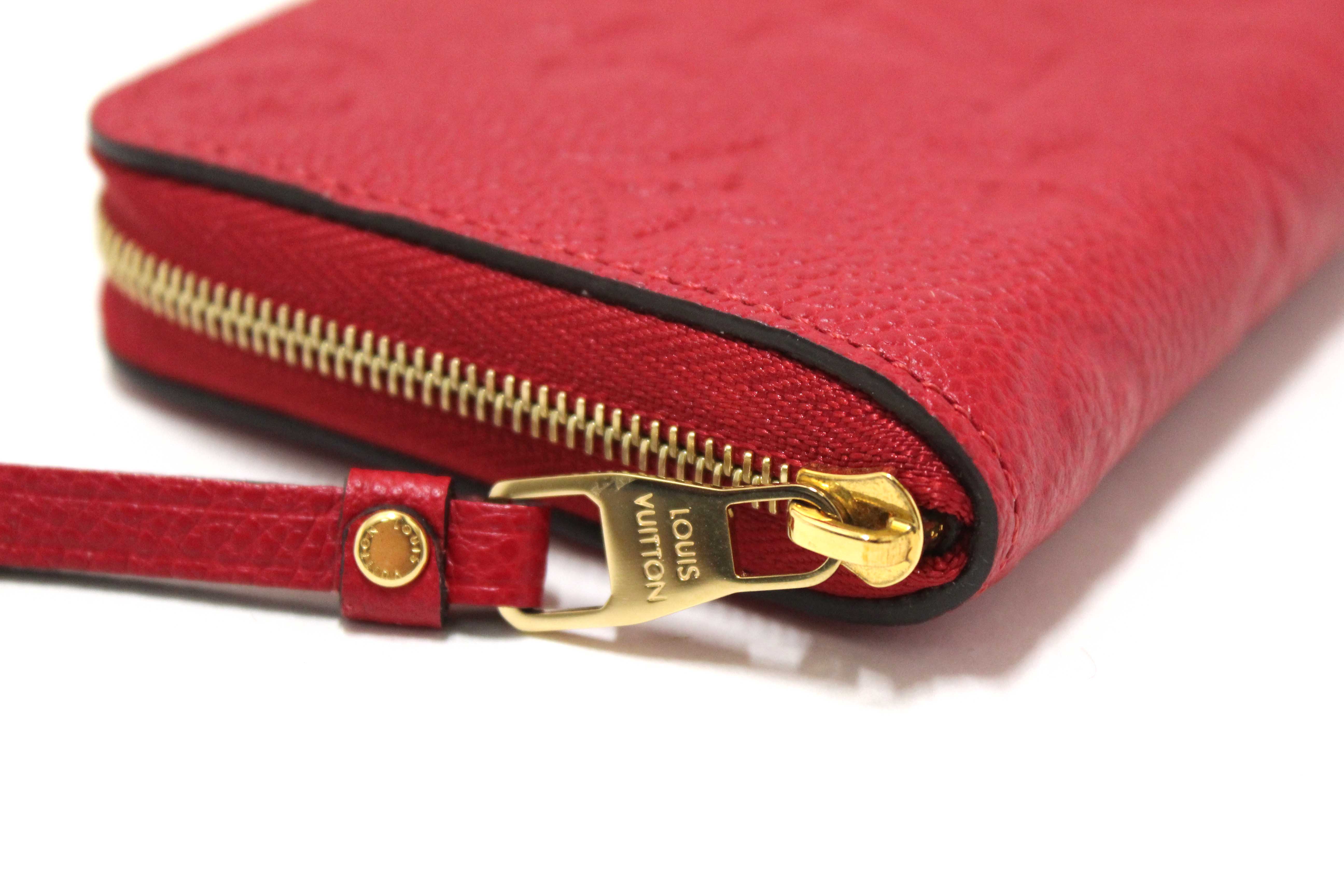 Authentic Louis Vuitton Red Monogram Empreinte Leather Zippy Coin Purse