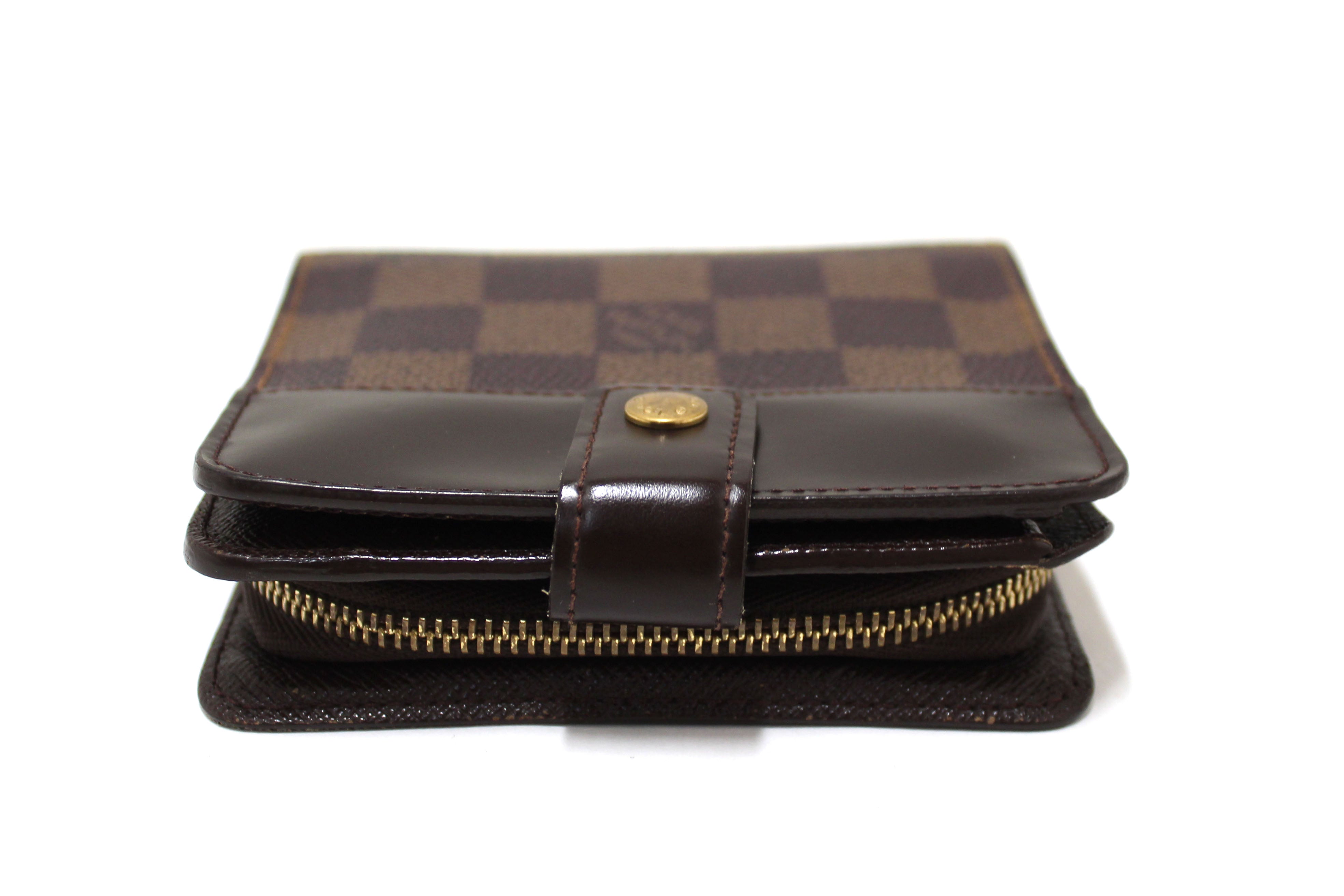 Authentic Louis Vuitton Damier Ebene Compact Zippy Wallet