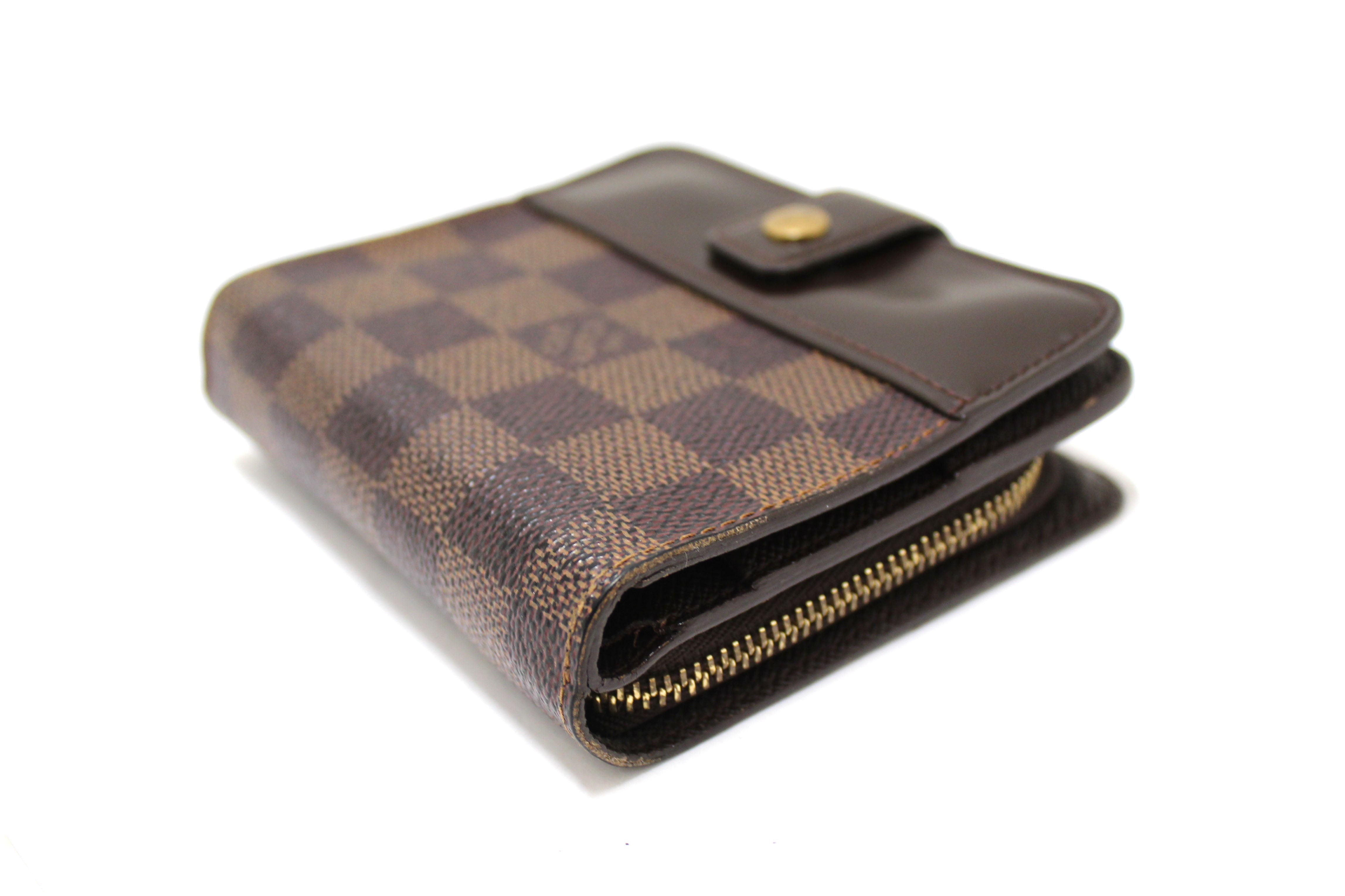 Authentic Louis Vuitton Damier Ebene Compact Zippy Wallet