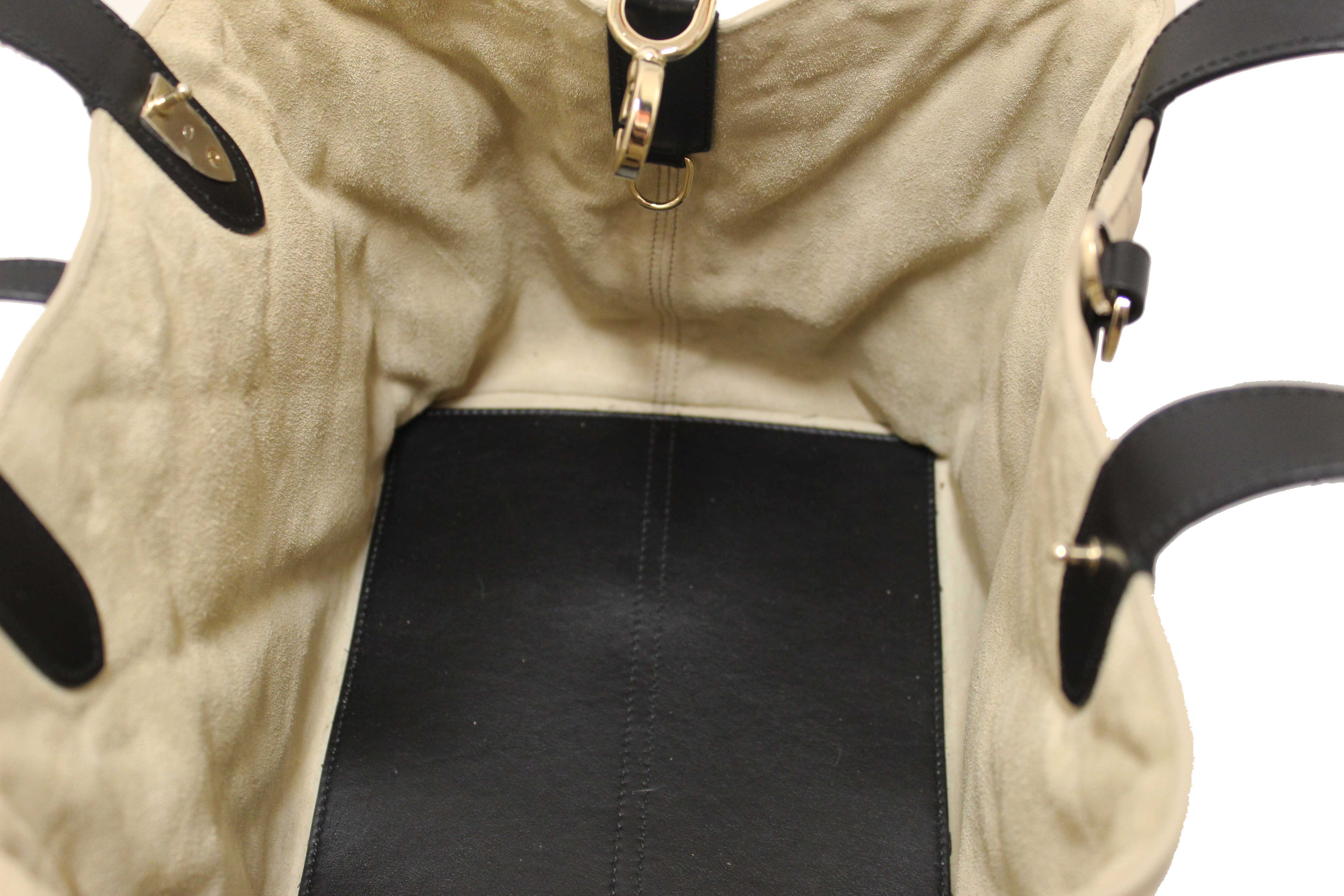 Authentic Christian Dior Rope Beige and Black Macrocannage Calfskin Medium Dior Toujours Bag