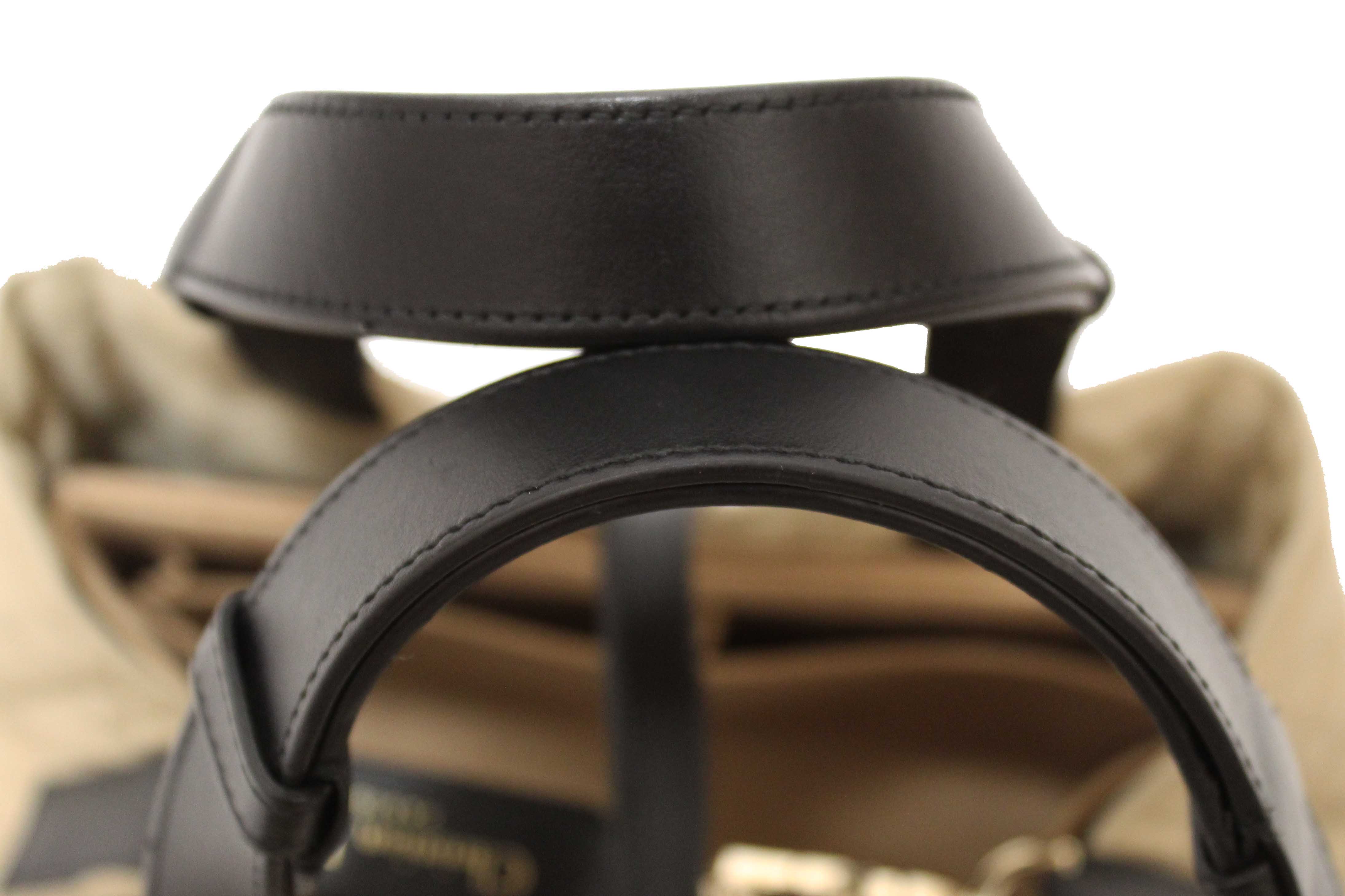 Authentic Christian Dior Rope Beige and Black Macrocannage Calfskin Medium Dior Toujours Bag
