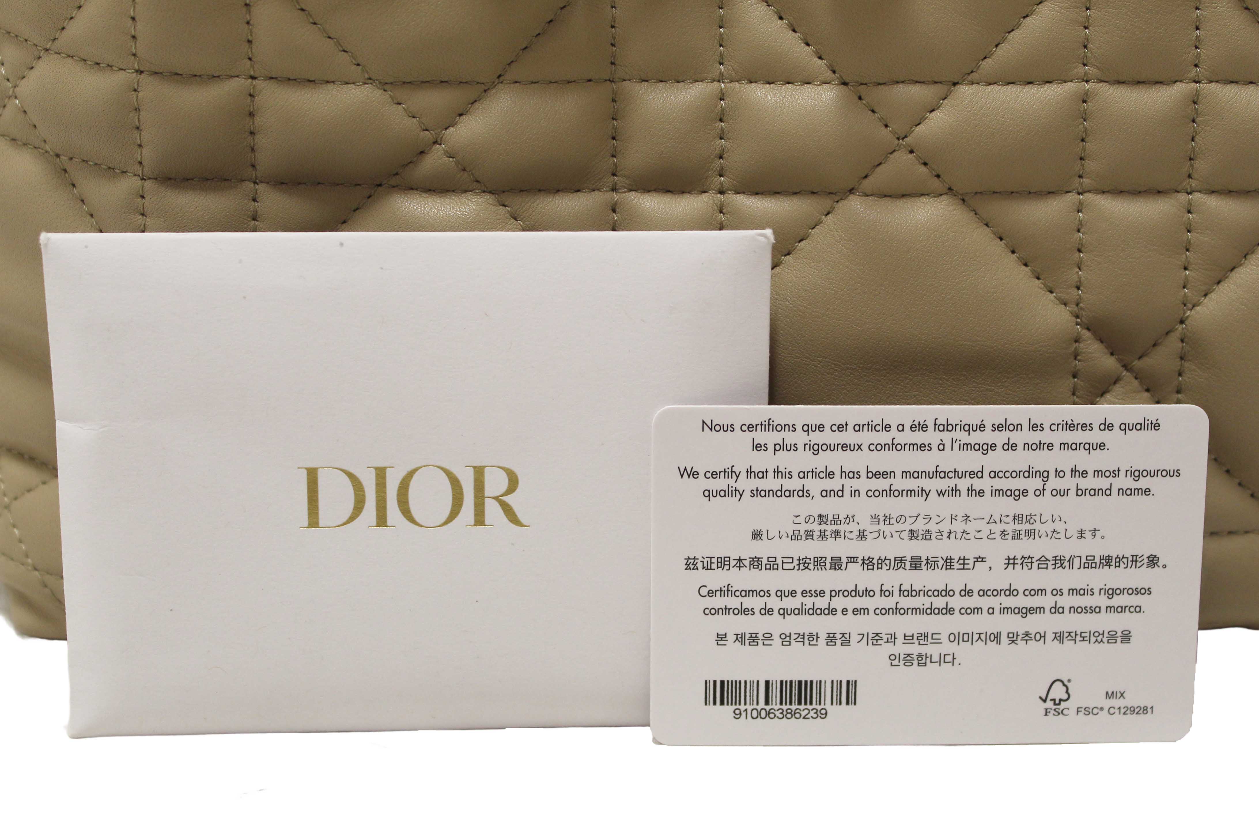 Authentic Christian Dior Rope Beige and Black Macrocannage Calfskin Medium Dior Toujours Bag