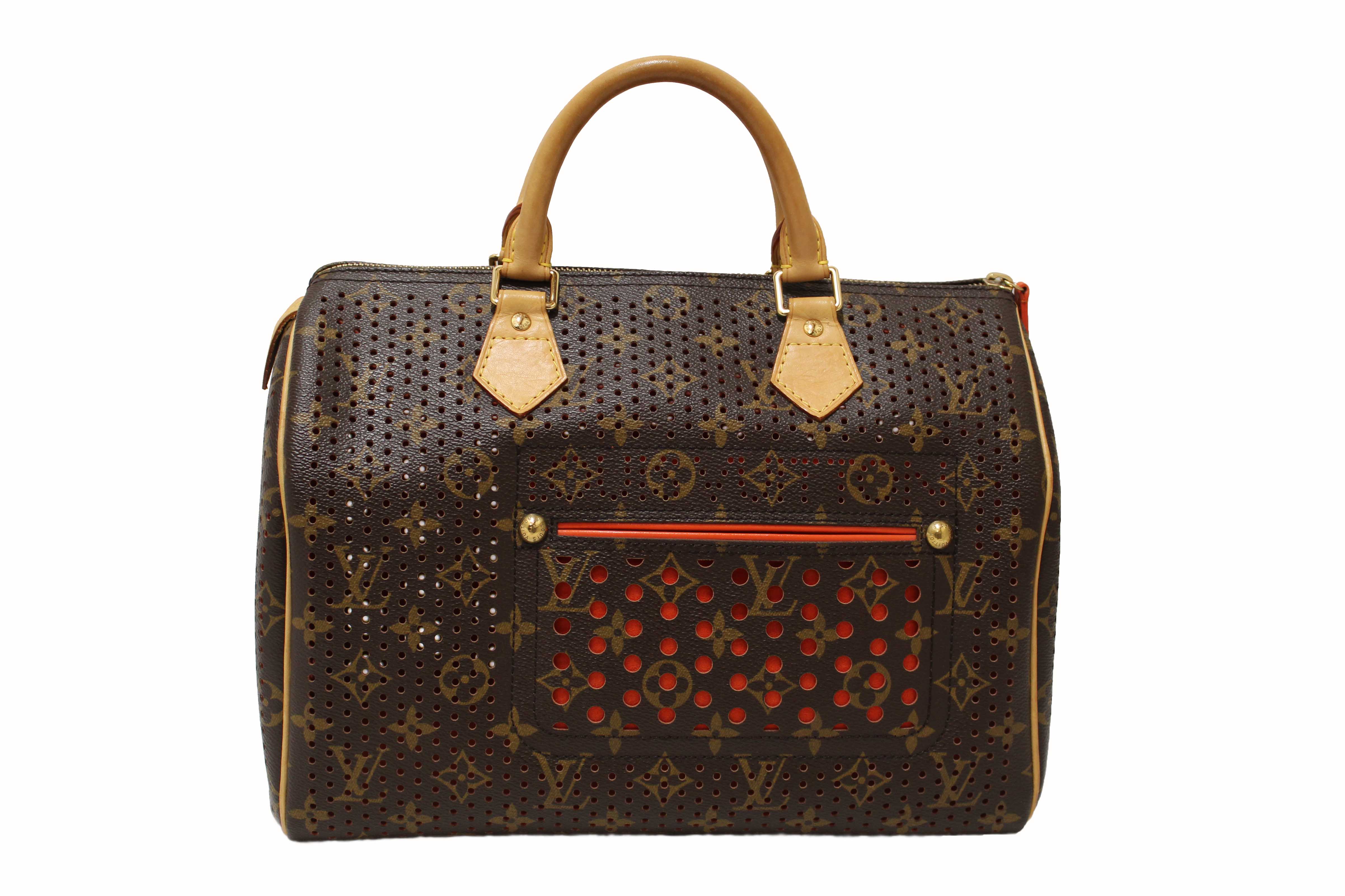 Authentic Louis Vuitton Limited Edition Orange Monogram Perforated Speedy 30 Handbag