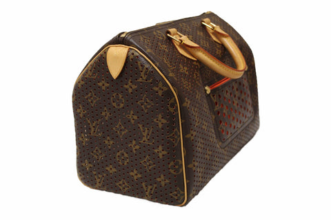 Authentic Louis Vuitton Limited Edition Orange Monogram Perforated Speedy 30 Handbag
