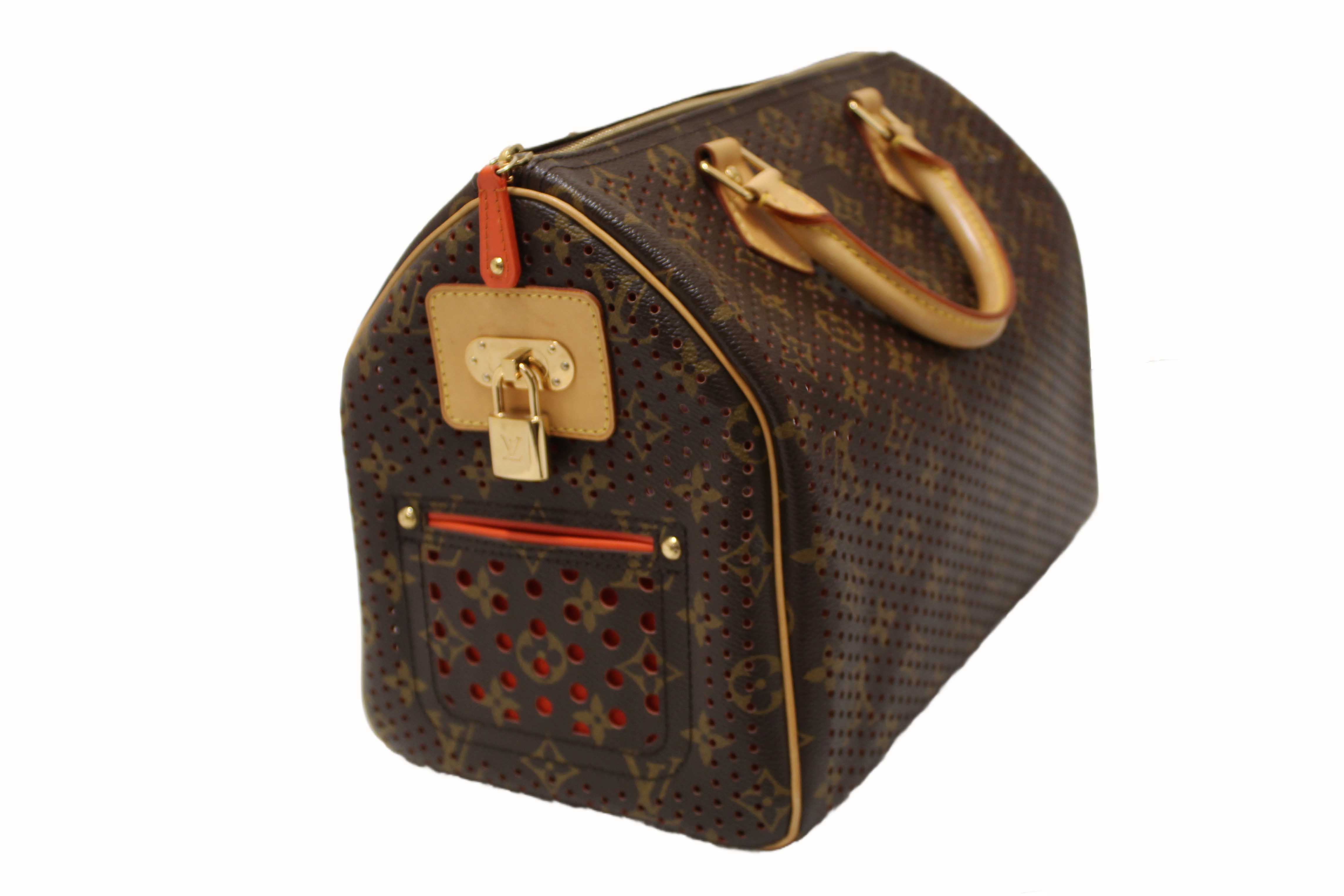 Authentic Louis Vuitton Limited Edition Orange Monogram Perforated Speedy 30 Handbag