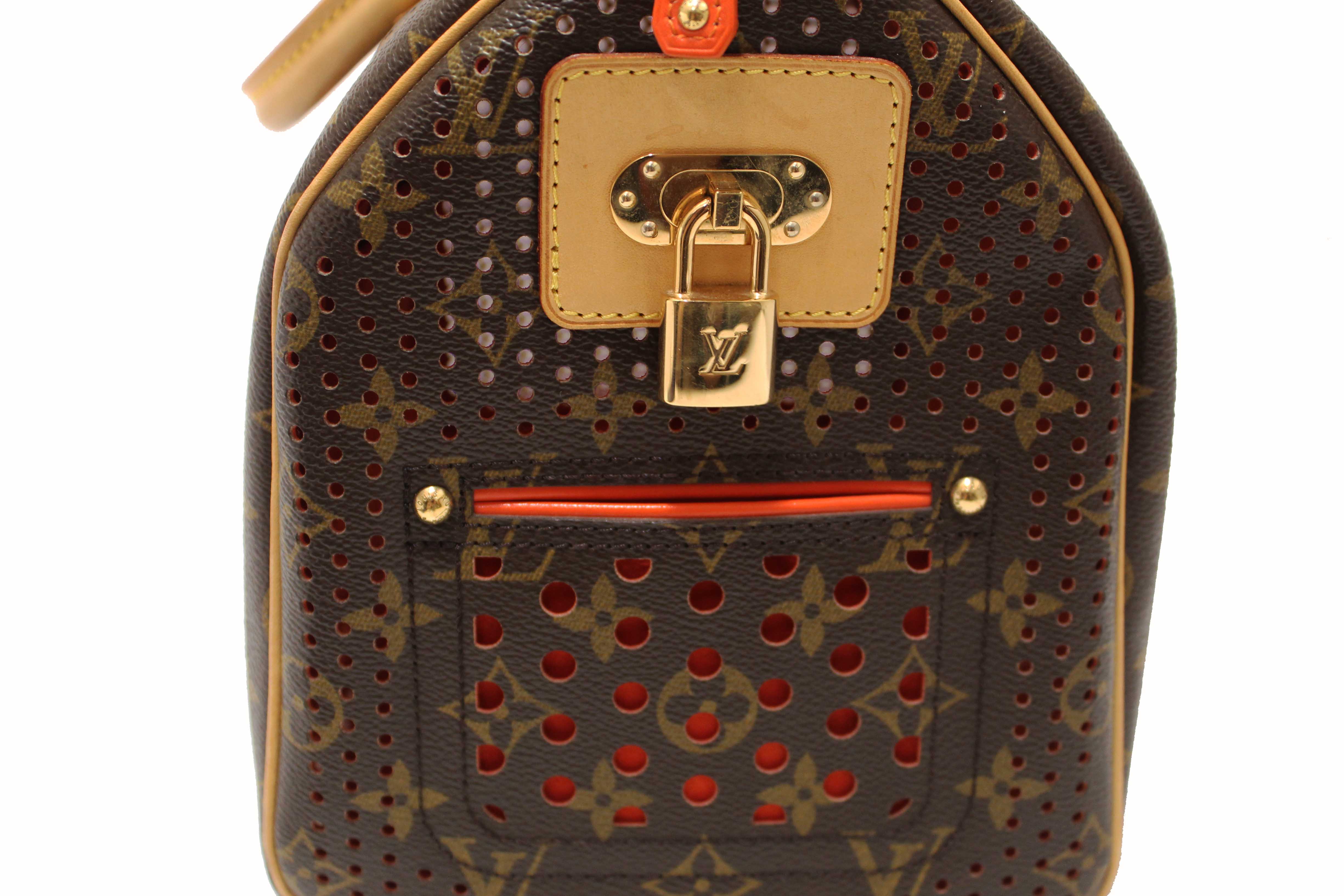 Authentic Louis Vuitton Limited Edition Orange Monogram Perforated Speedy 30 Handbag
